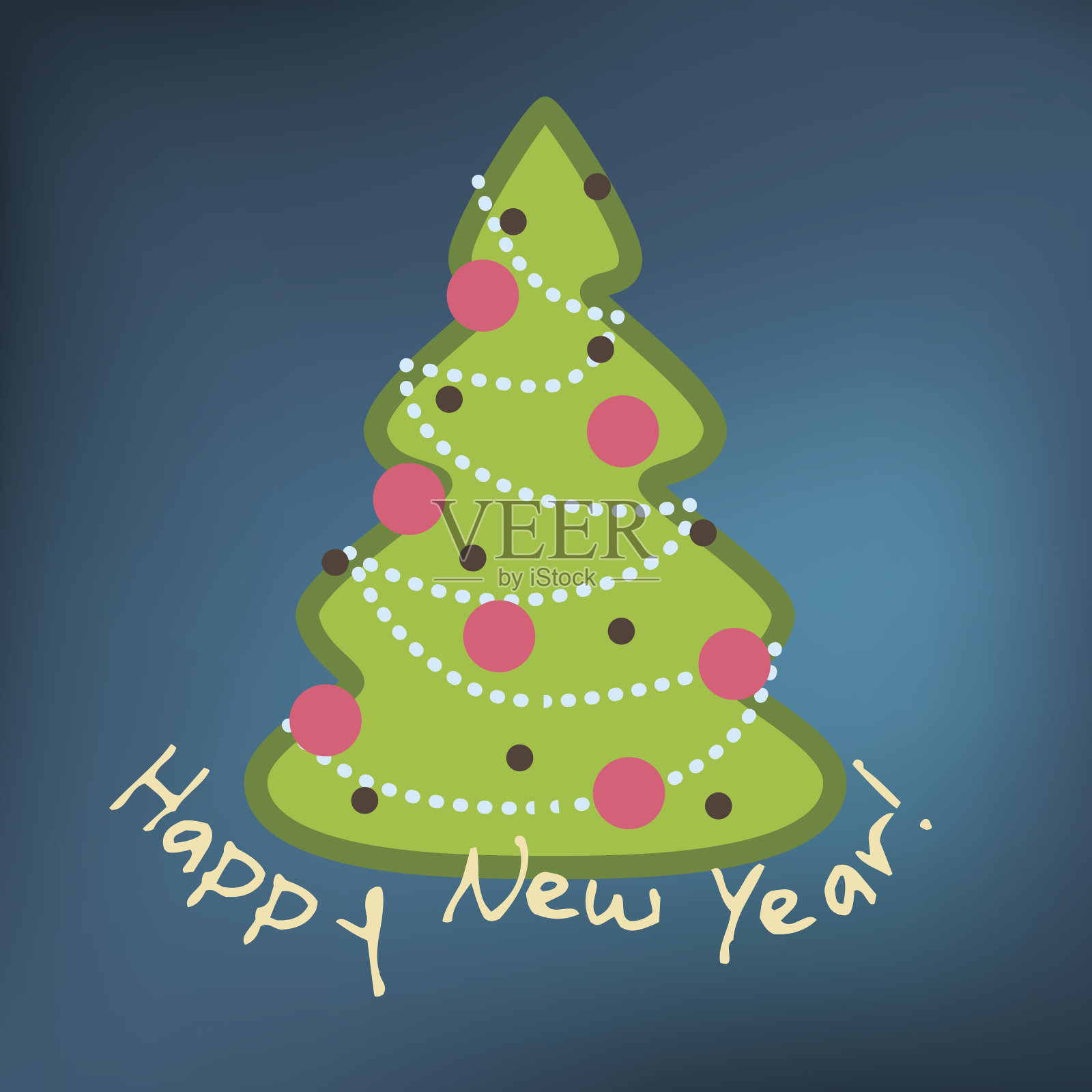 印有圣诞树和手写文字的明信片设计模板素材