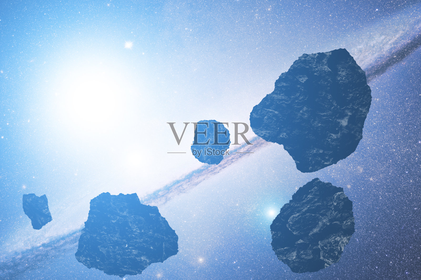 带有星空背景的小行星带和行星照片摄影图片