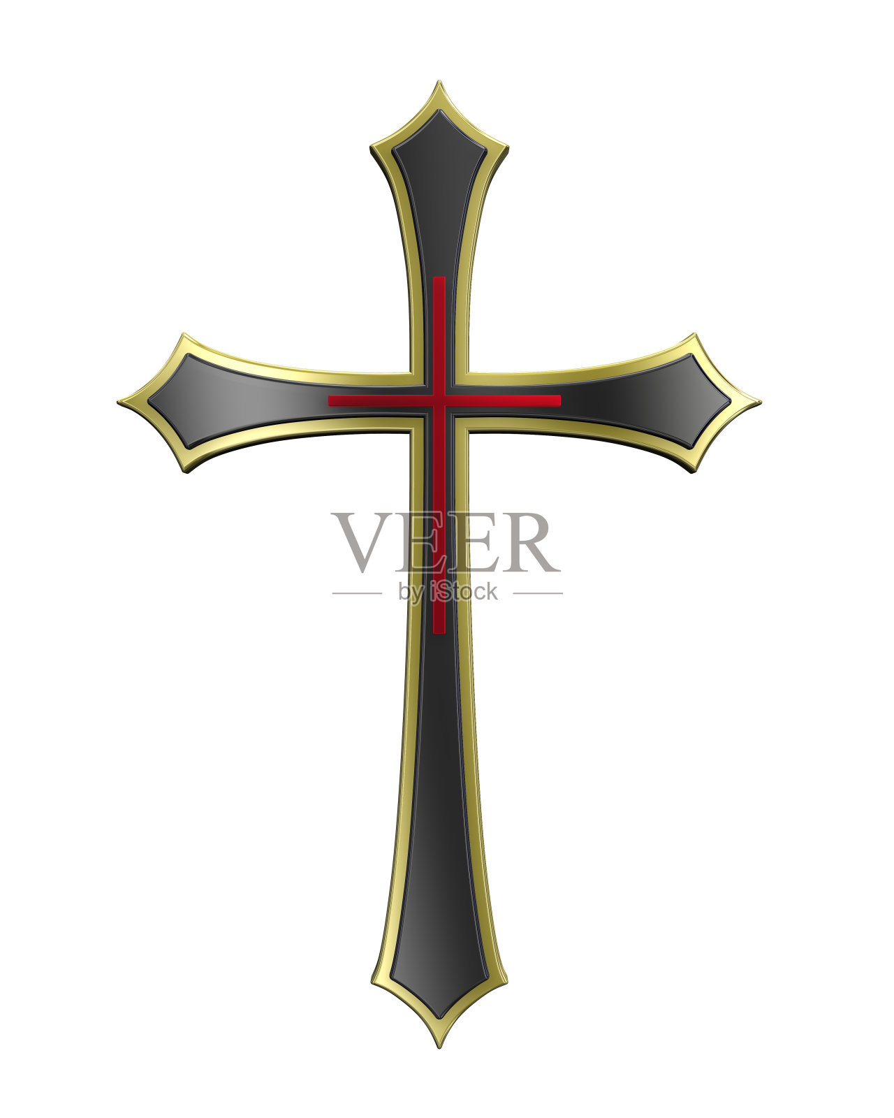 金-黑交叉孤立在白色上照片摄影图片