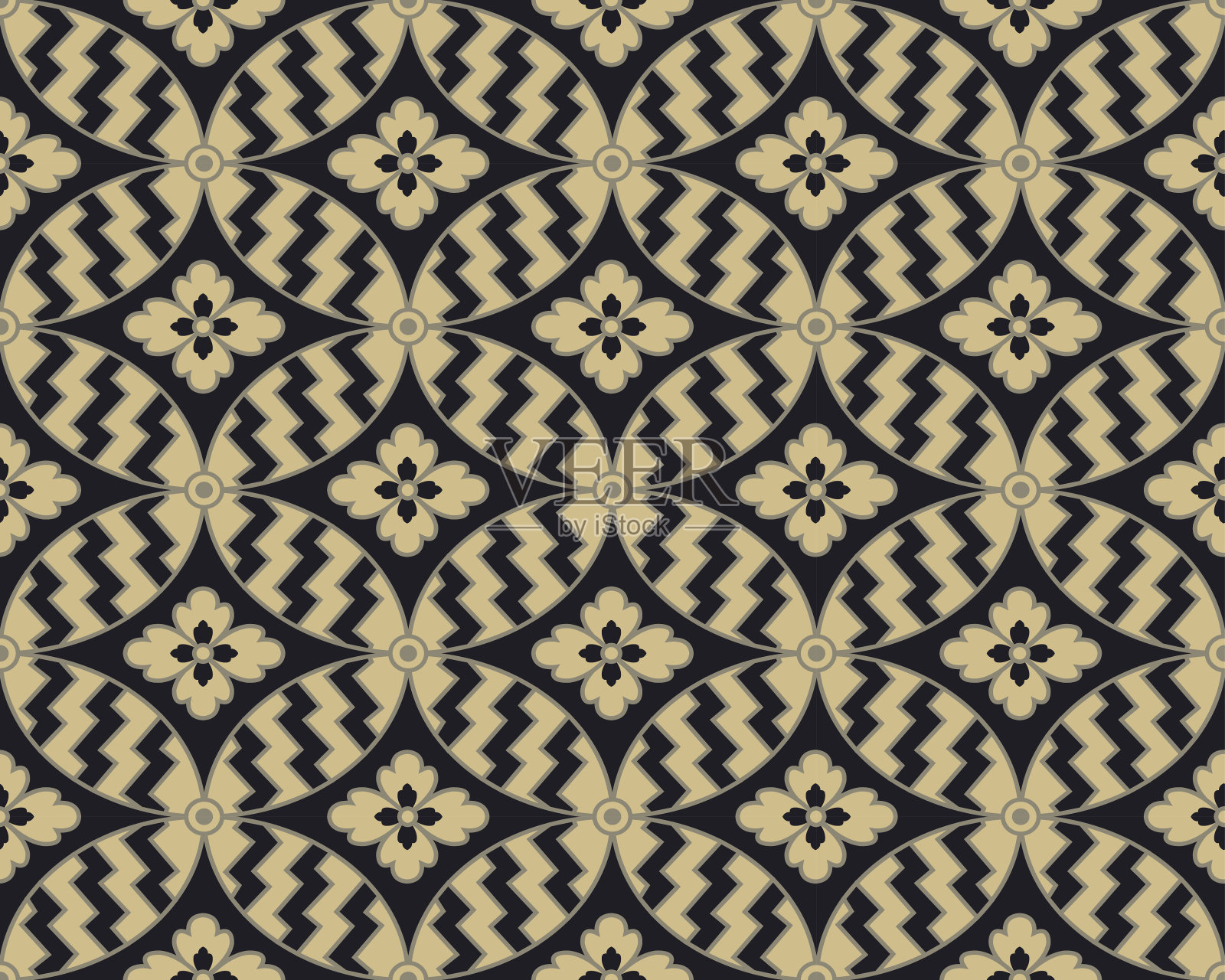 古董无缝背景图像复古椭圆圆形十字花插画图片素材