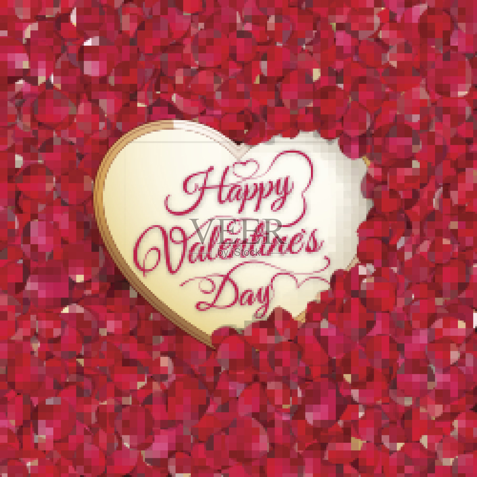 玫瑰花瓣的心。每股收益10插画图片素材