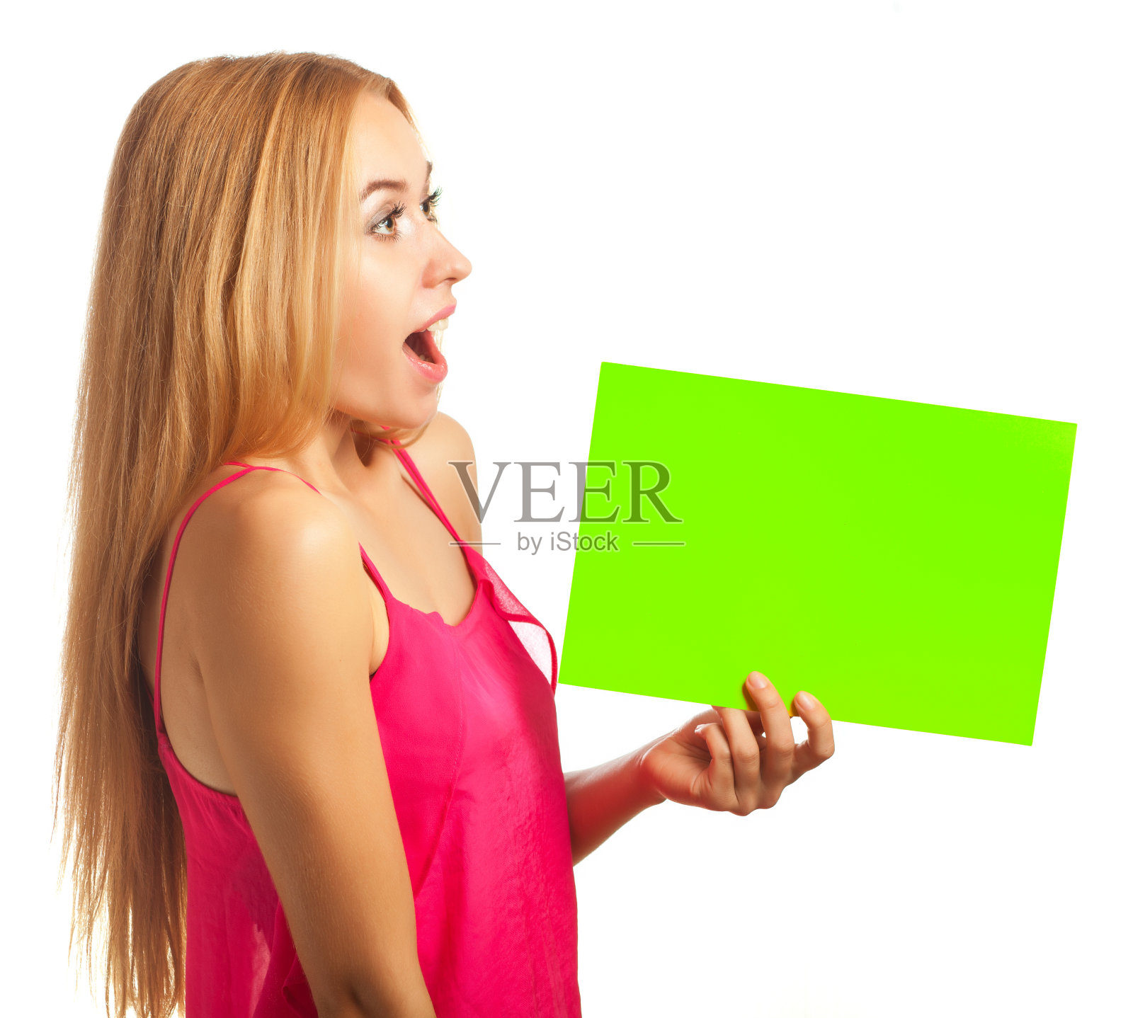 年轻女子拿着指示牌照片摄影图片