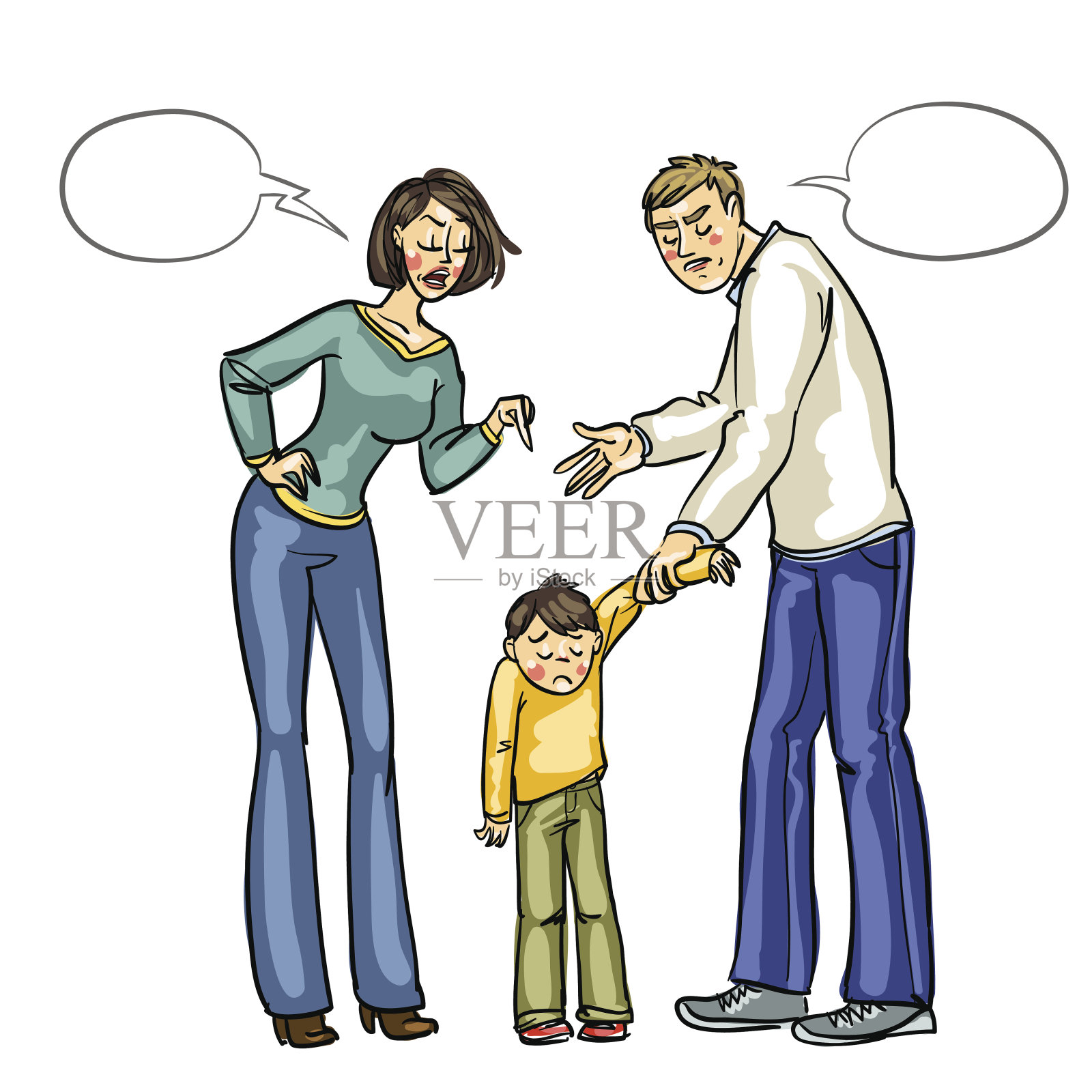 争论冲突的人们孤立在白色背景下插画图片素材
