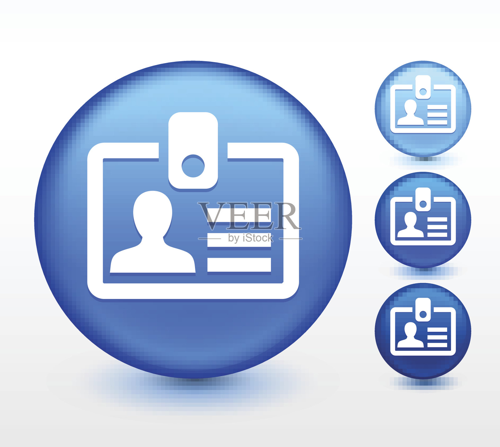 蓝色圆形按钮上的姓名标签插画图片素材