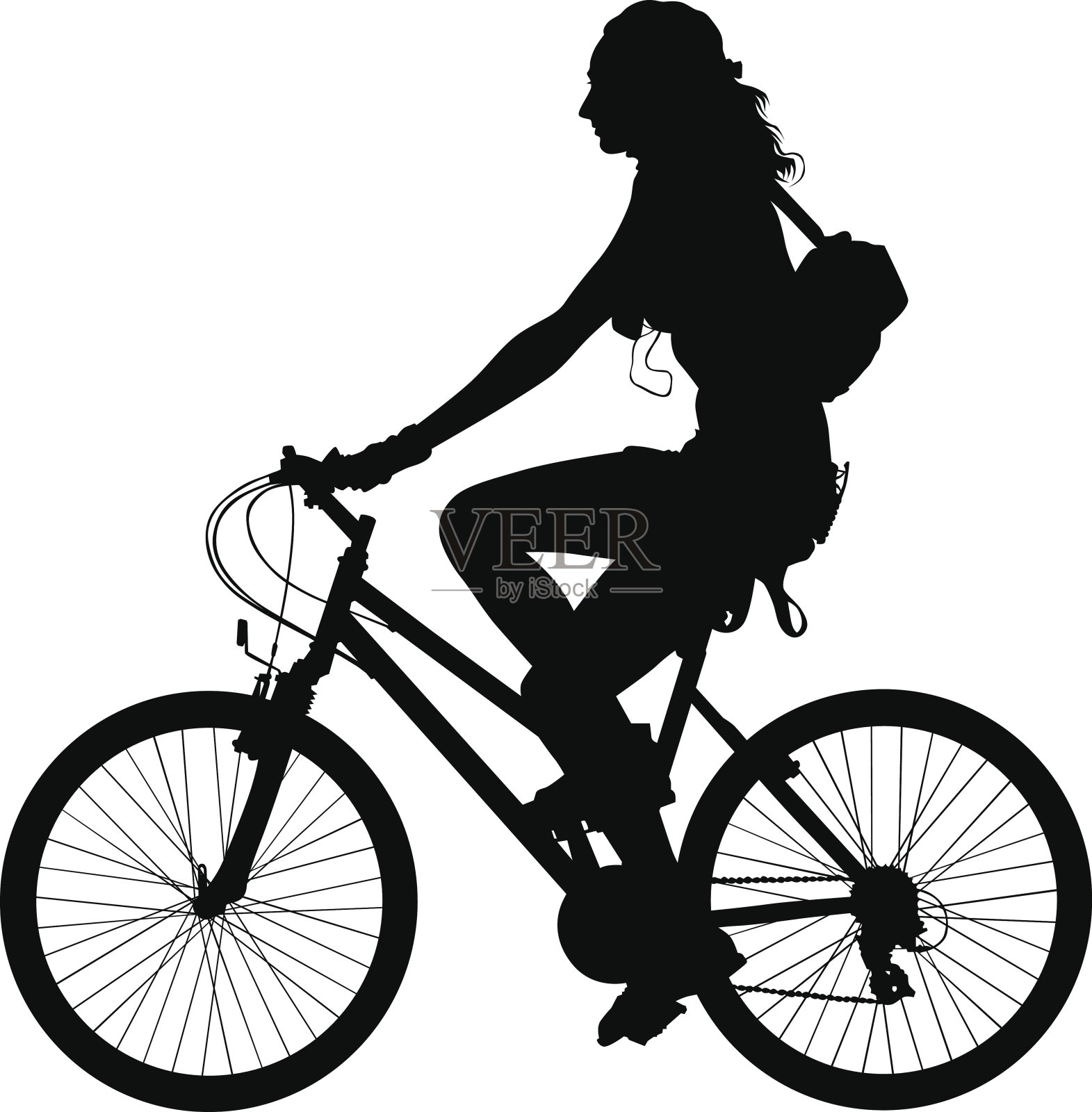 骑自行车的女孩设计元素图片