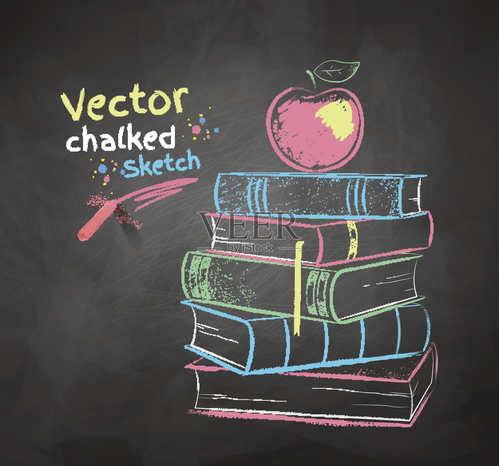 苹果在书上插画图片素材