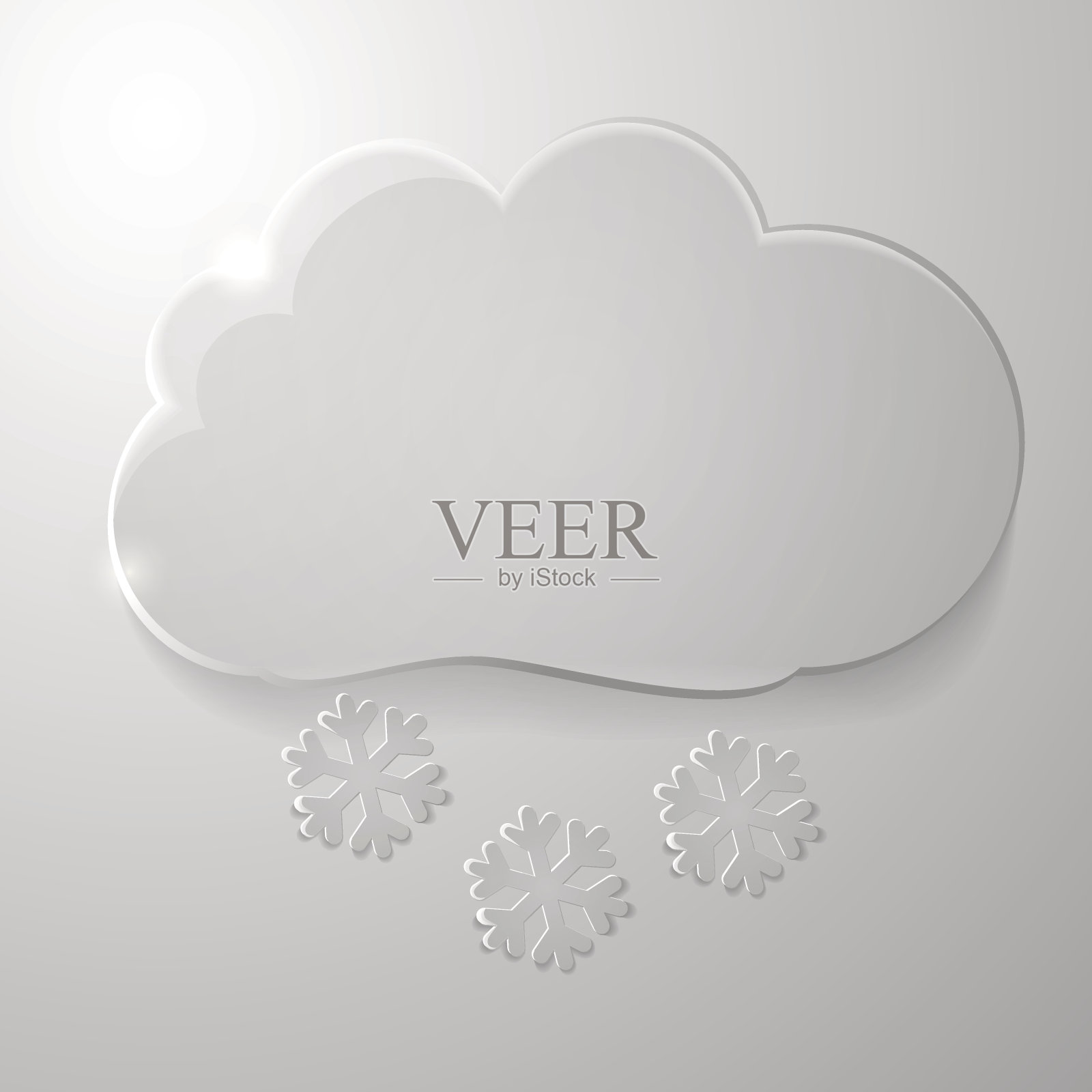 透明玻璃图标。云与雪花。雪降水。插画图片素材