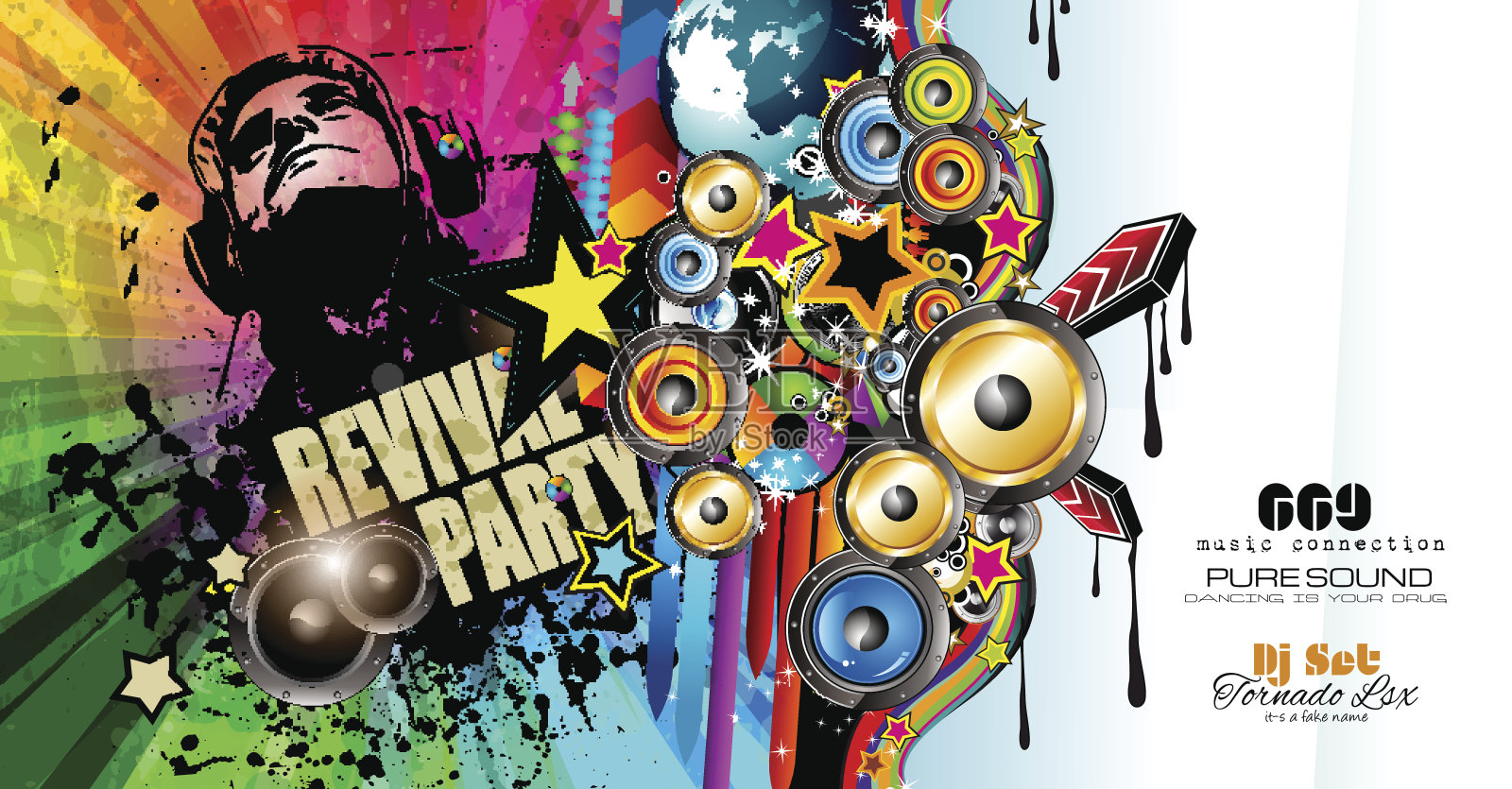 俱乐部迪斯科传单与音乐元素模板插画图片素材