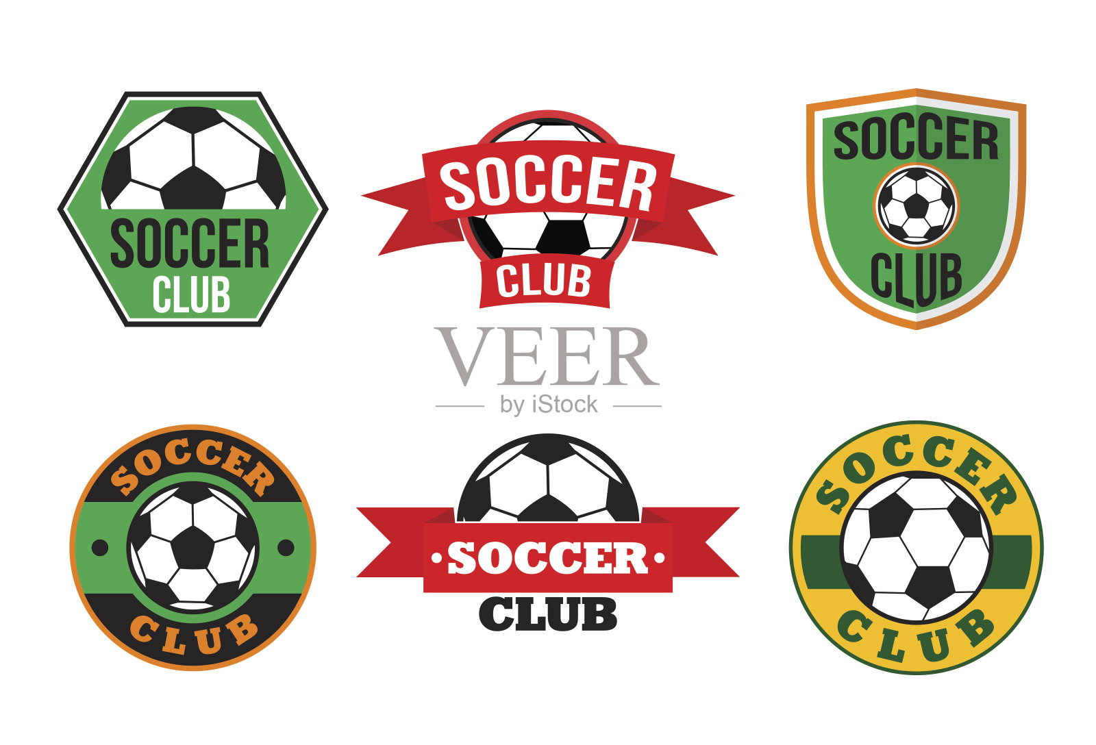 足球俱乐部标志套装插画图片素材