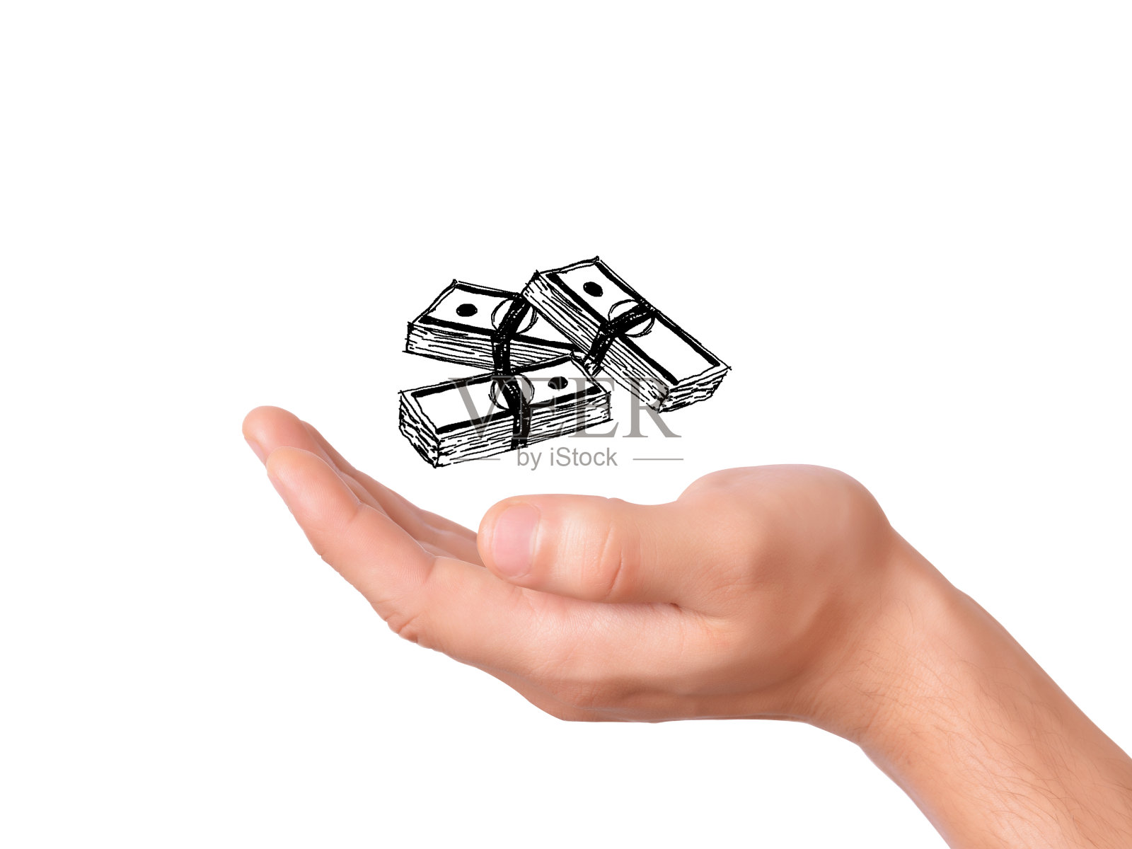 手绘金钱概念上的白色背景照片摄影图片