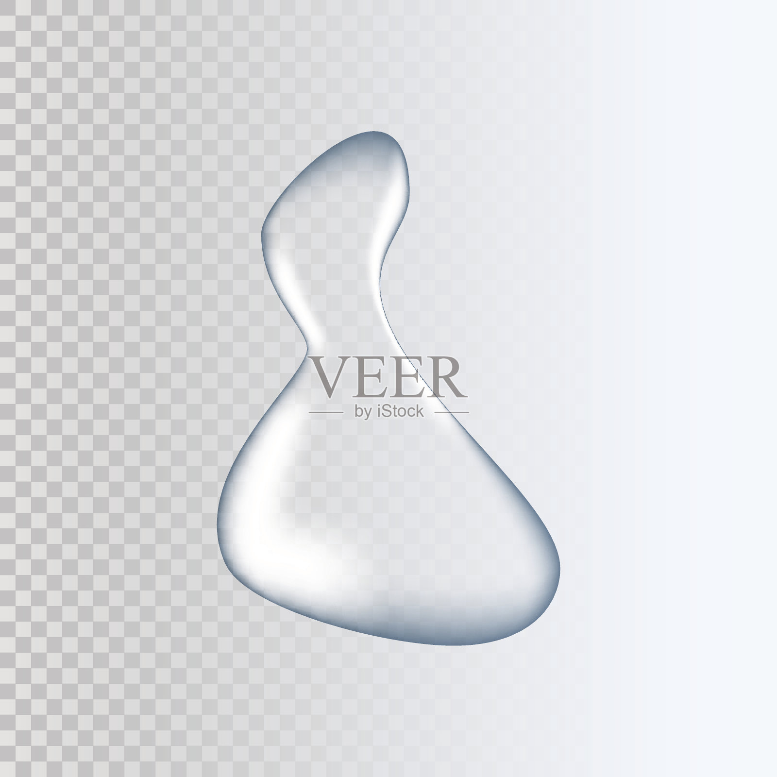 逼真的纯透明的水滴与灰色的背景阴影设计元素图片