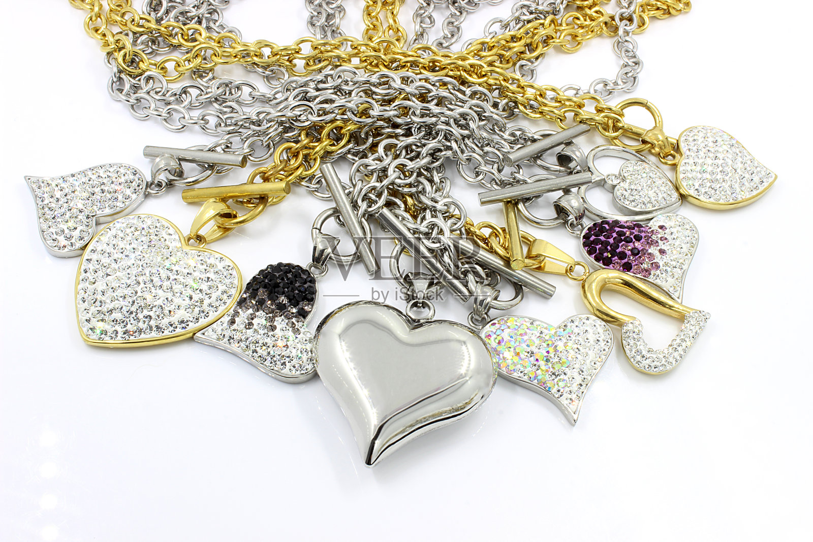 不锈钢项链心照片摄影图片