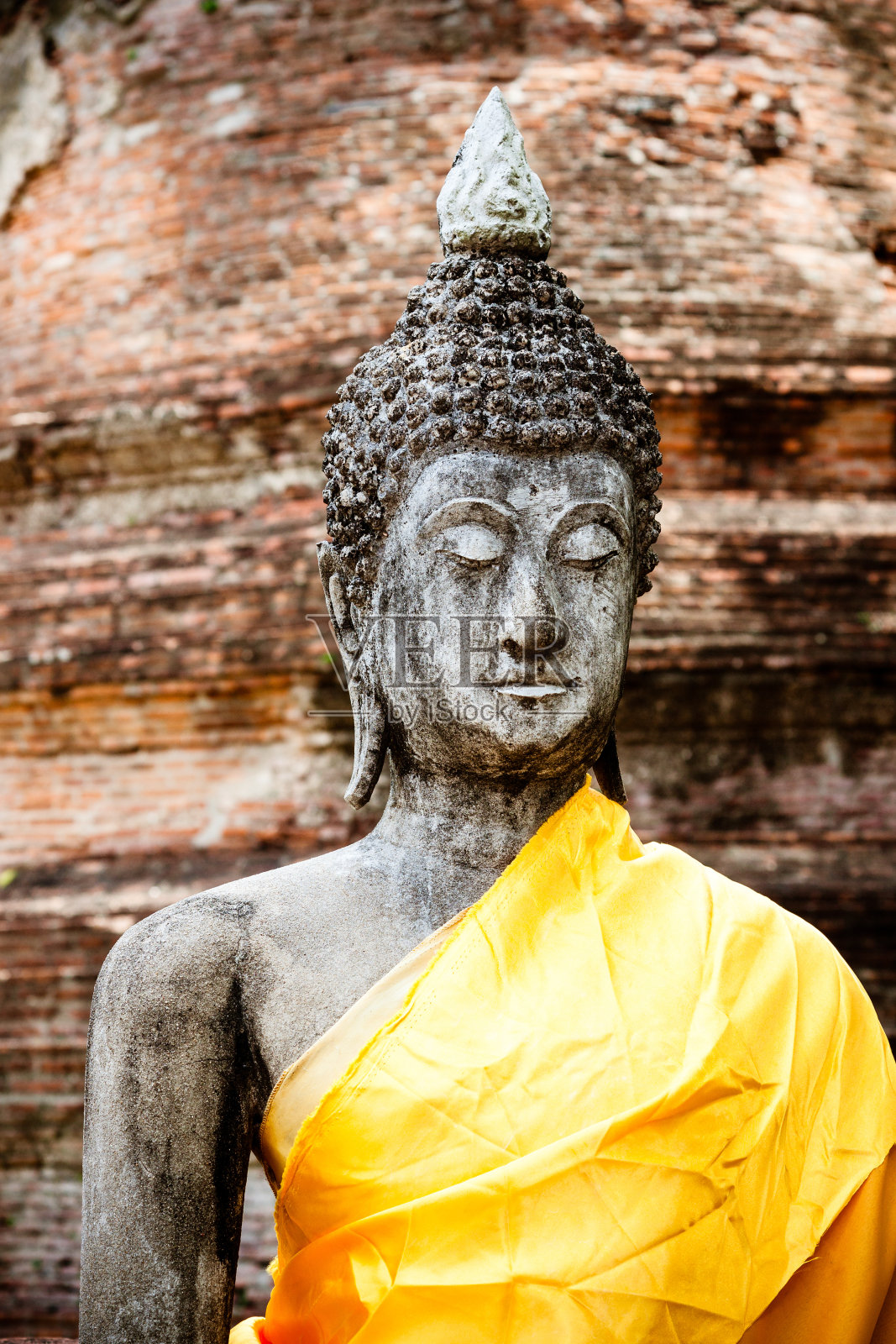 泰国大城府Yai Chaimonkol寺的古代佛像照片摄影图片