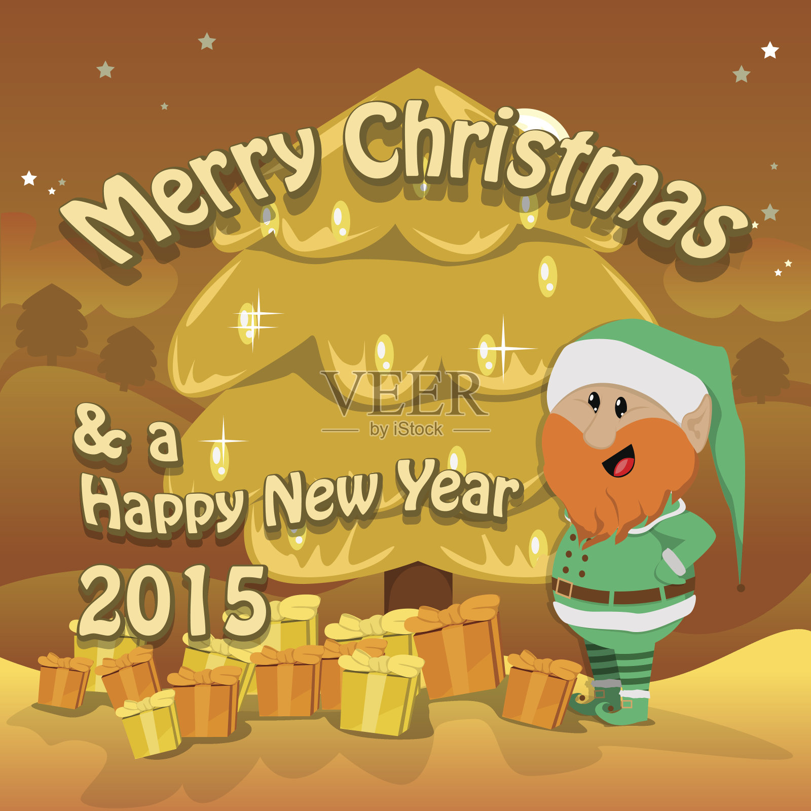 圣诞背景与精灵插图插画图片素材