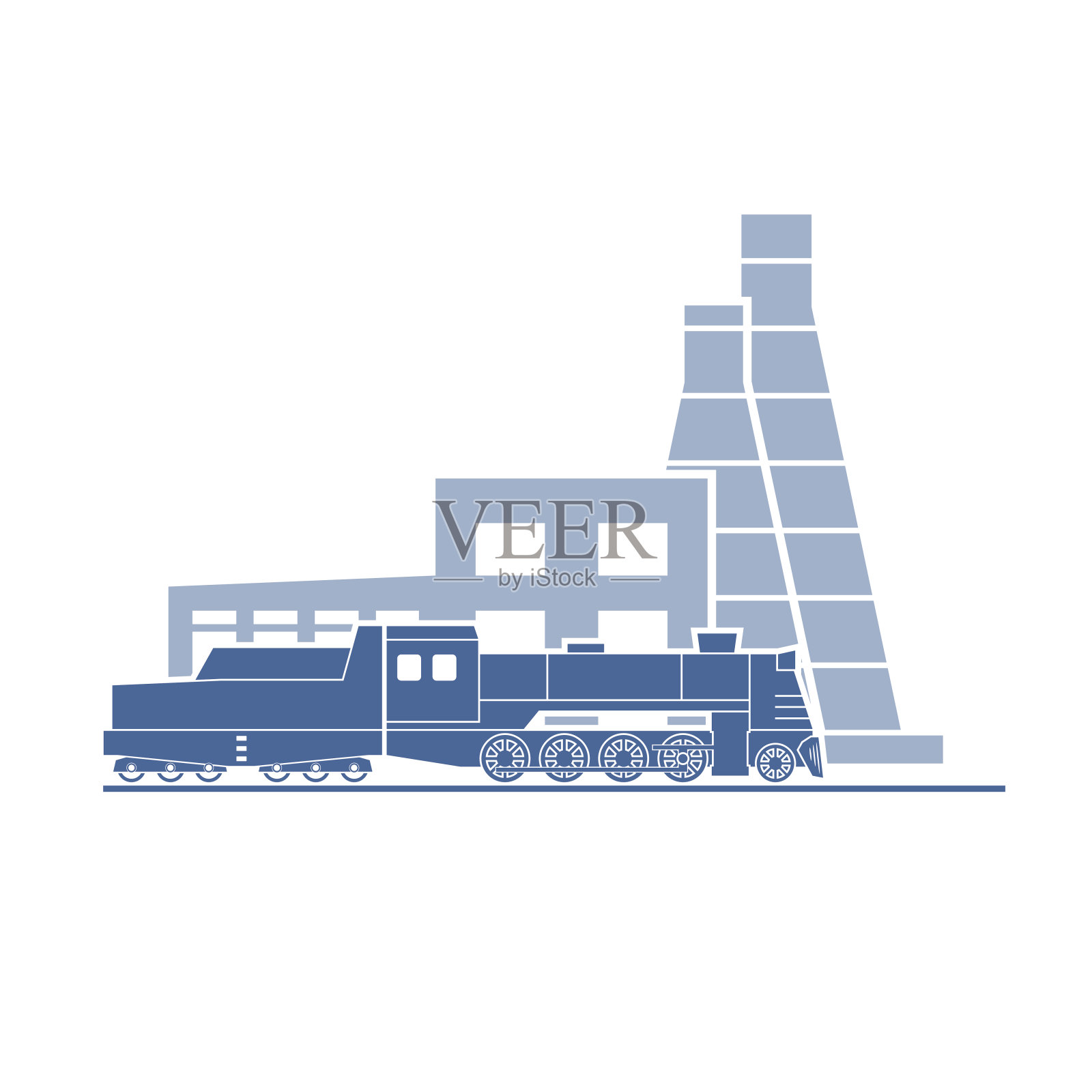 工业工厂的蒸汽机车插画图片素材