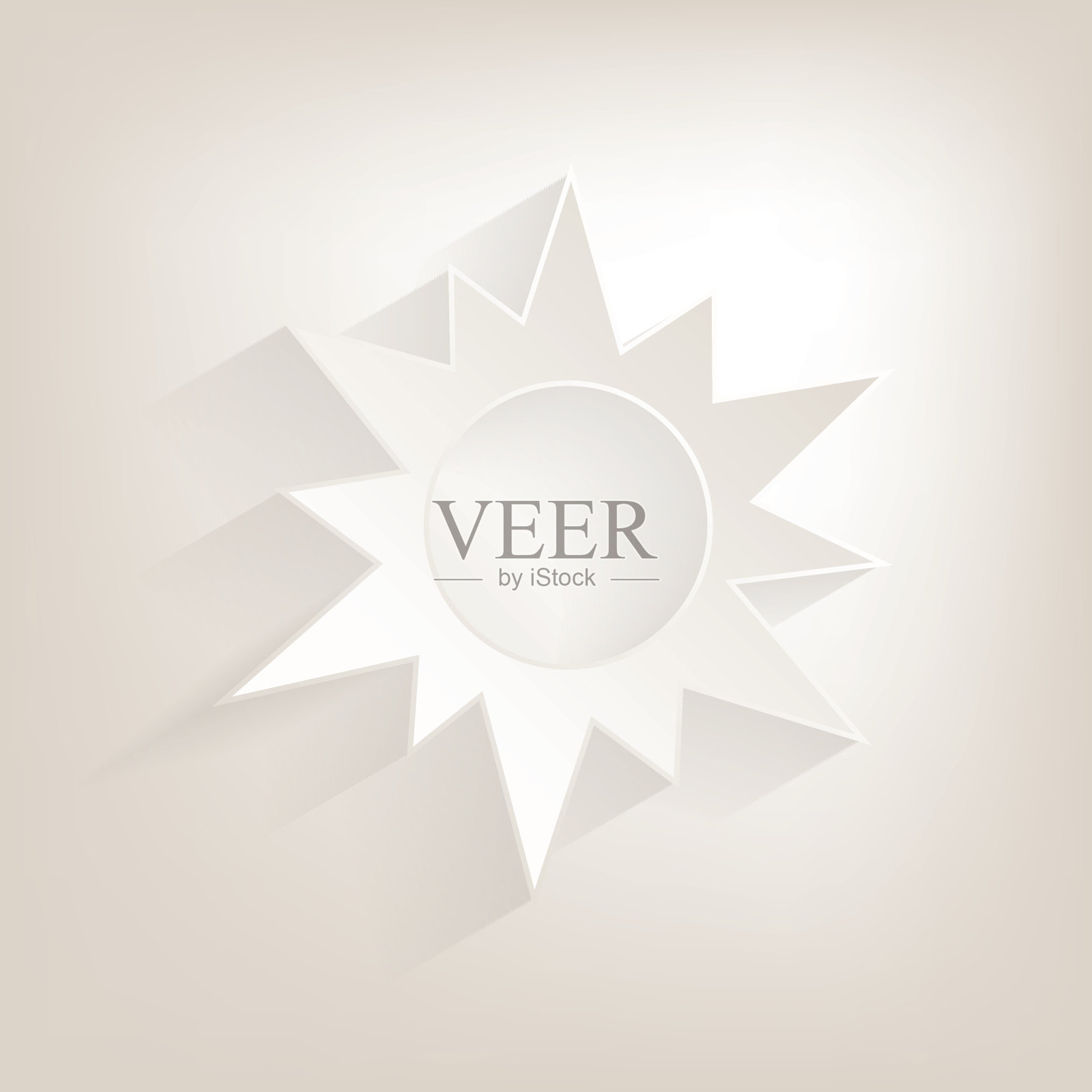 平太阳图标与阴影插画图片素材