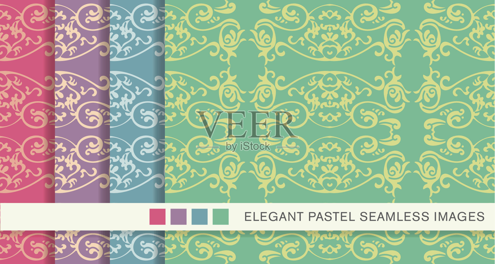 优雅无缝柔和的背景设置曲线螺旋羽毛交叉插画图片素材