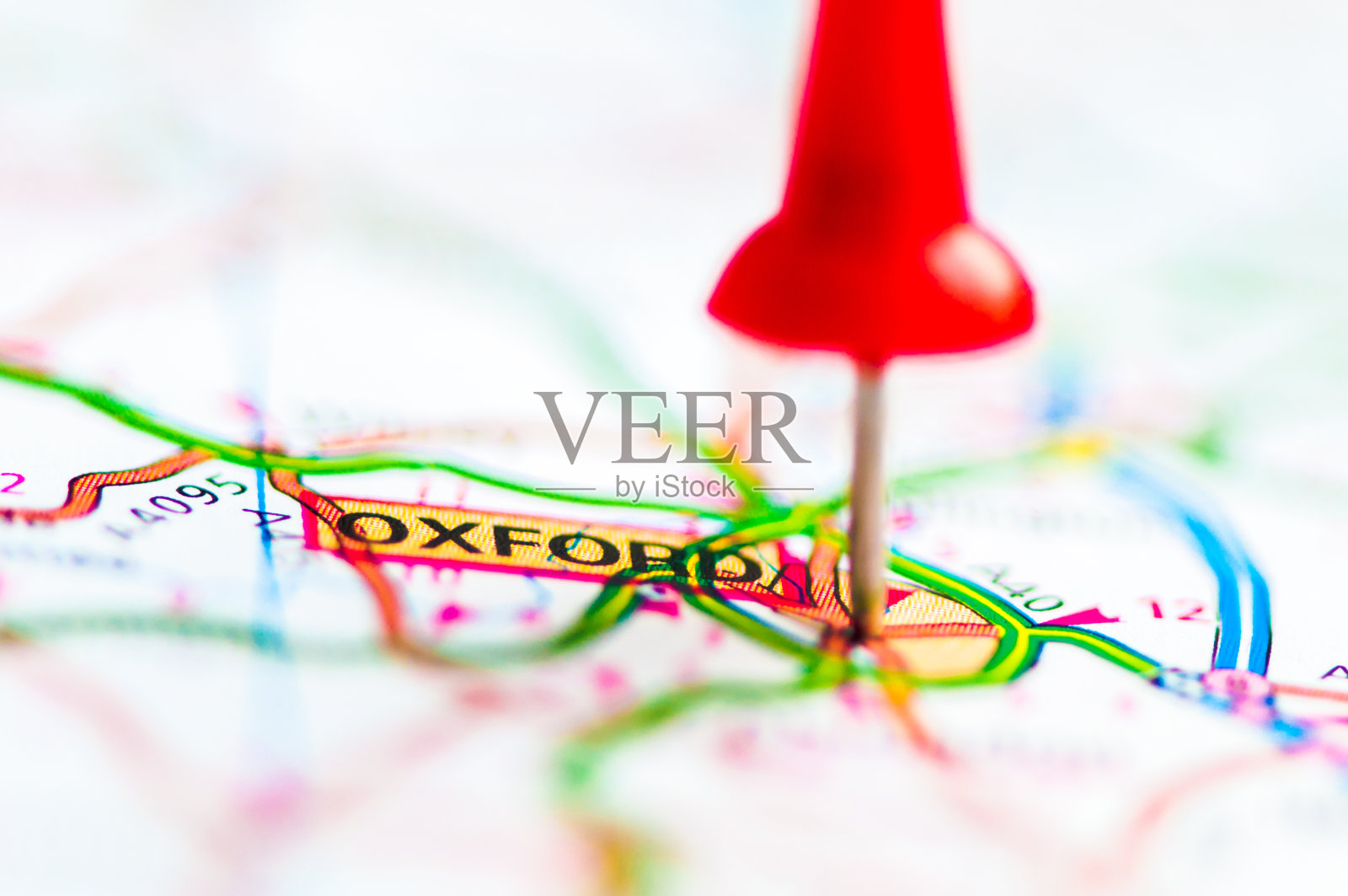 近距离拍摄牛津城的地图，英国照片摄影图片