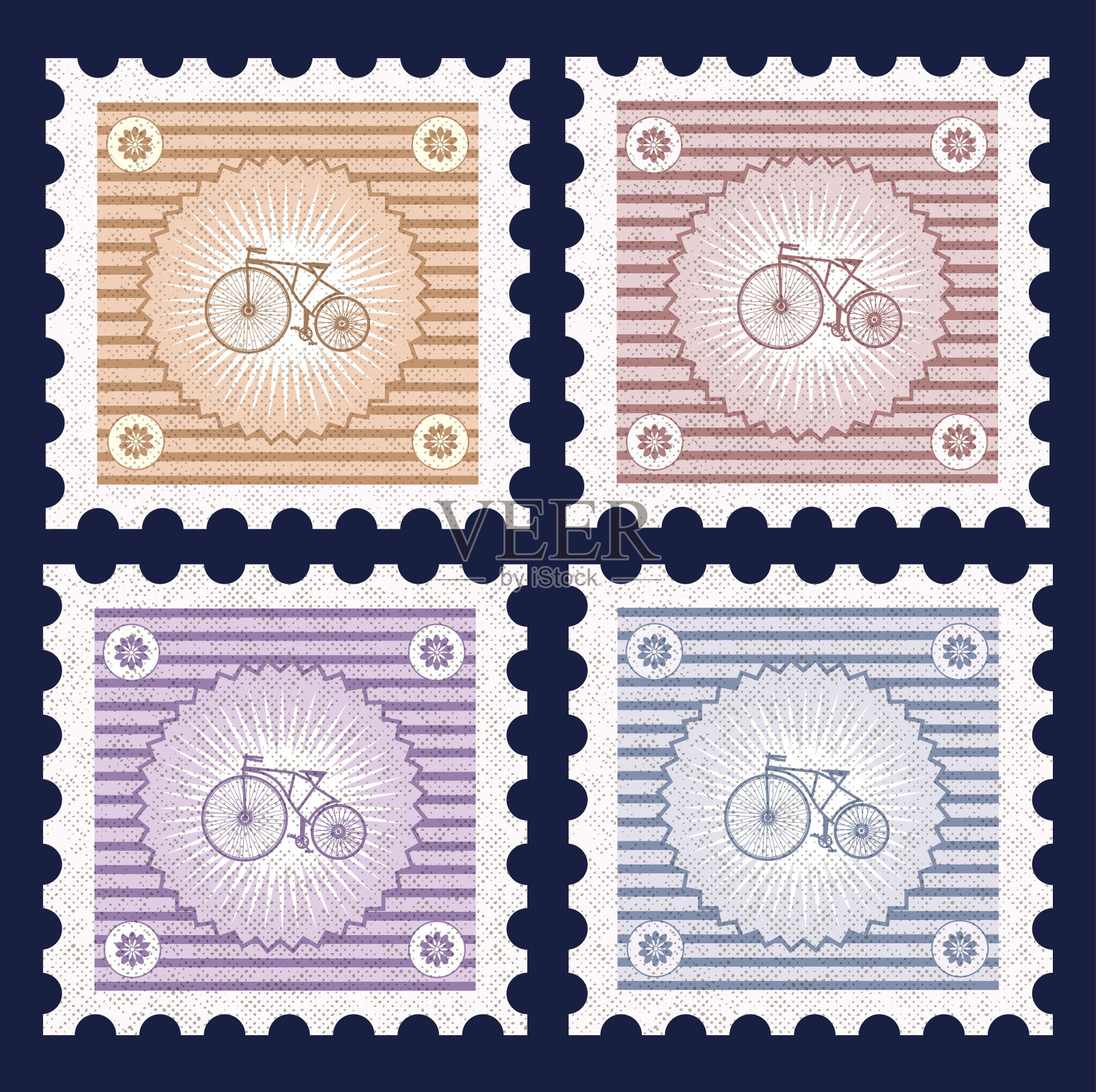 复古的邮票插画图片素材