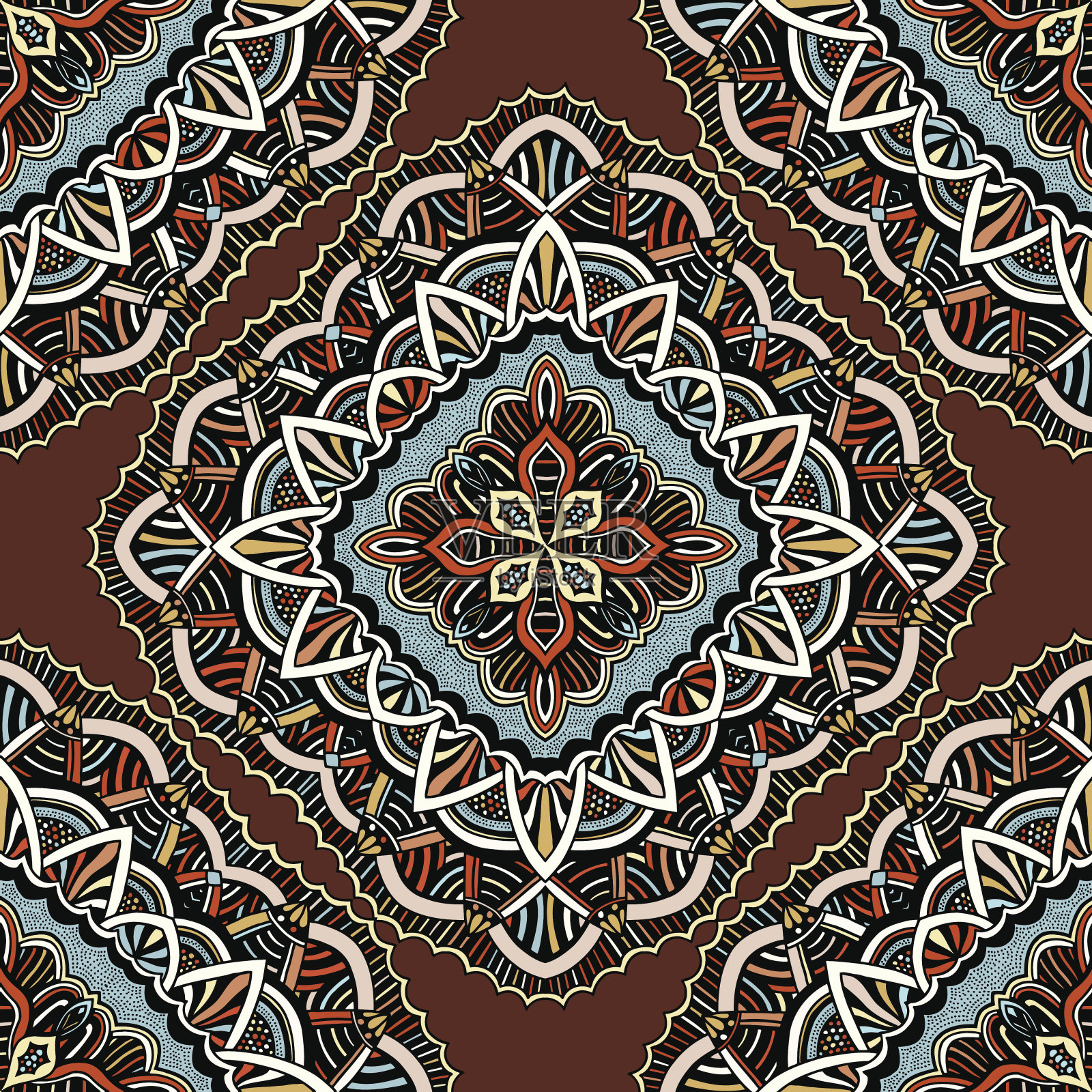 无缝的东方曼陀罗图案插画图片素材