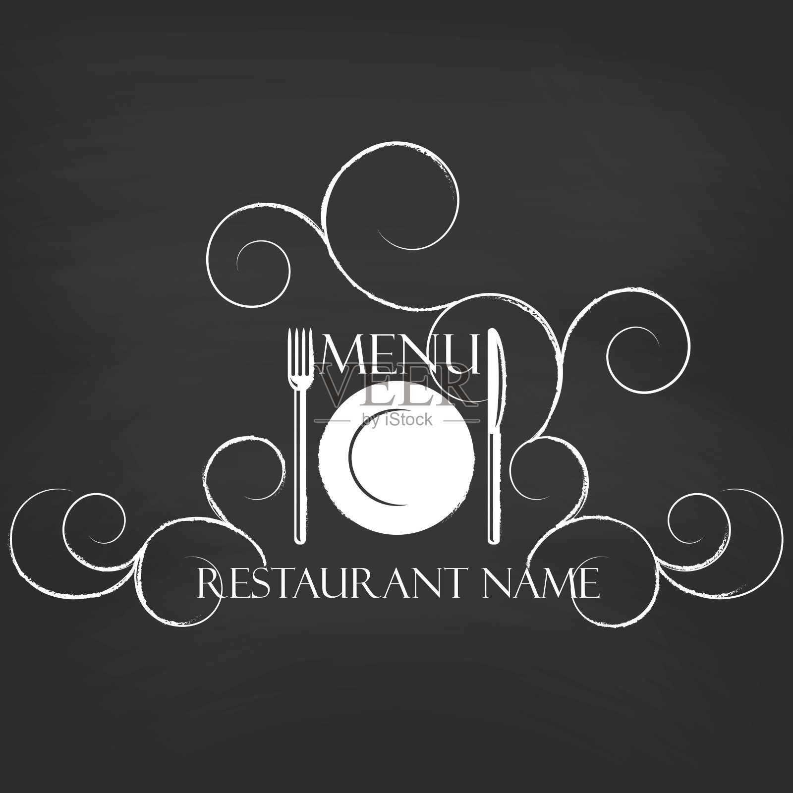 餐厅菜单在黑板背景上插画图片素材