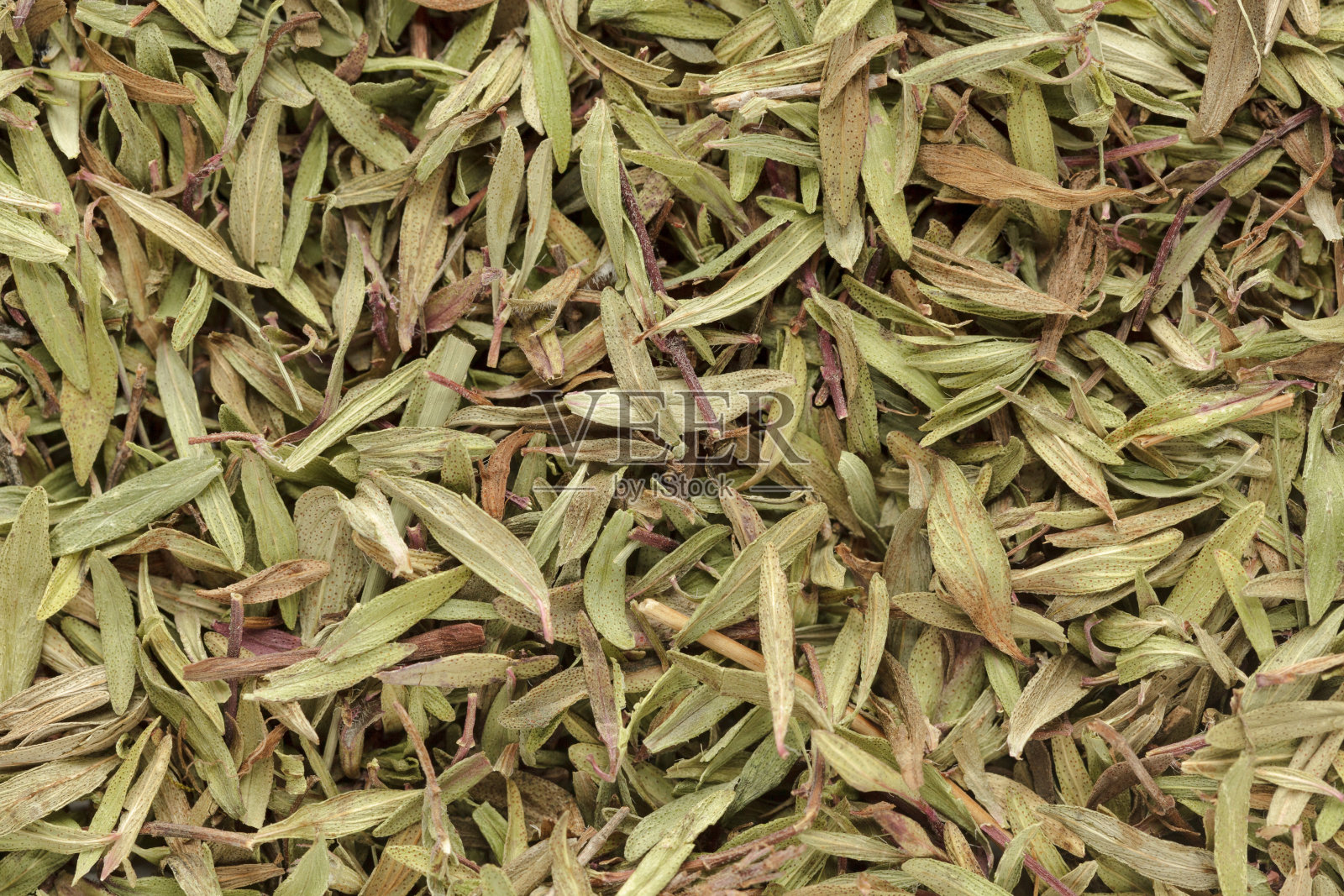 有机干燥(百里香)叶。照片摄影图片