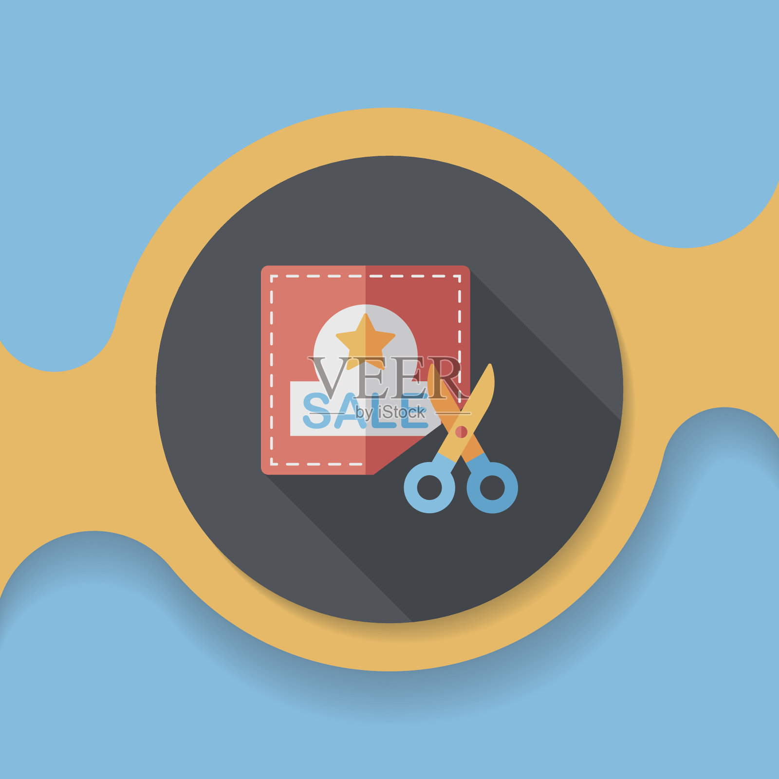 购物折扣券平面图标与长影子，eps10设计元素图片