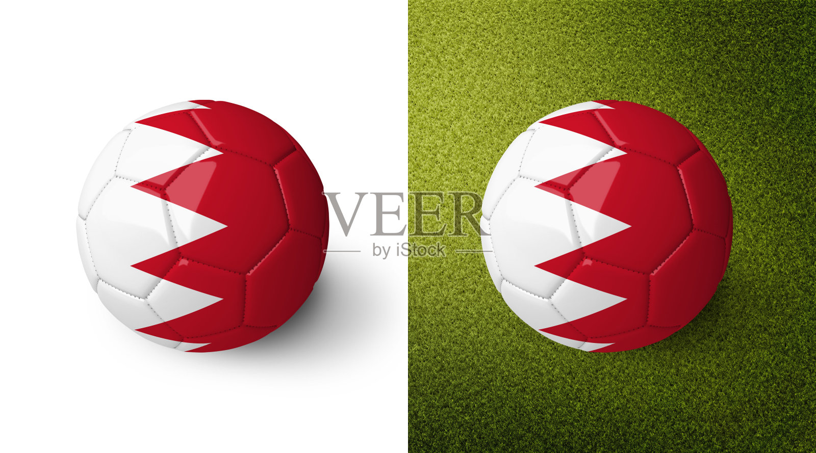 3d现实足球与旗帜巴林。照片摄影图片