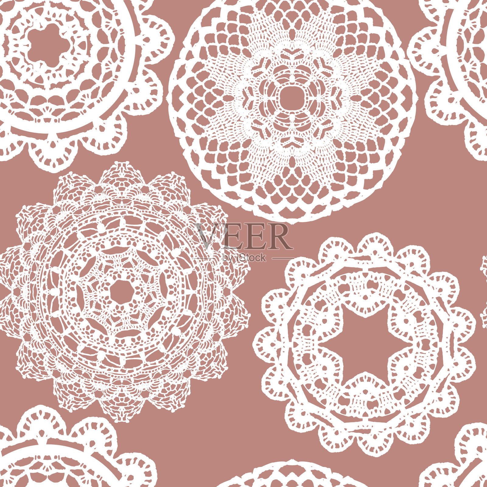 蕾丝白色无缝网眼图案。插画图片素材