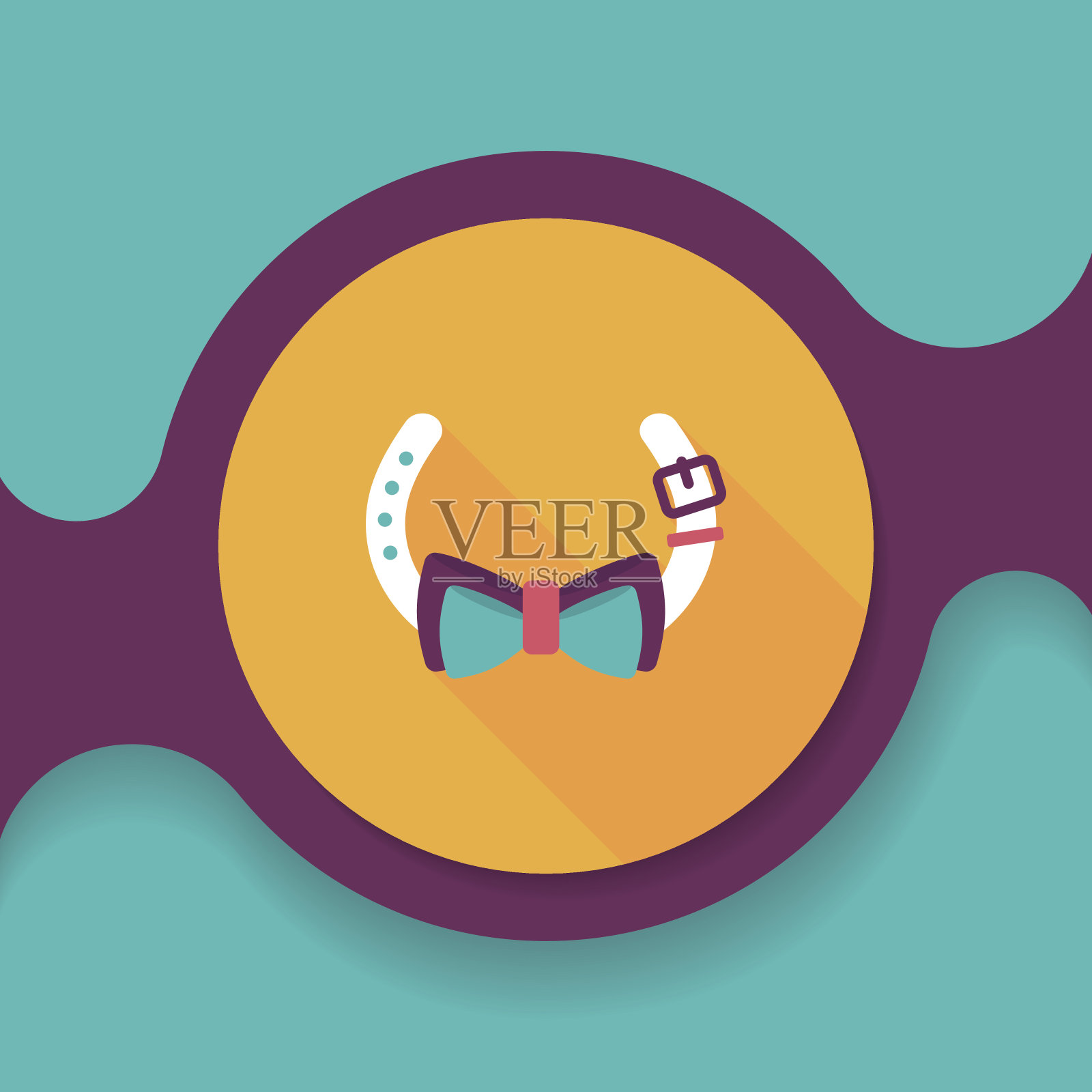 宠物狗链与长影子的图标，eps10插画图片素材