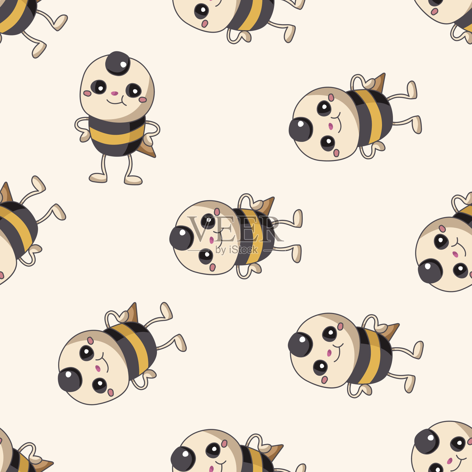 动物卡通，卡通无缝图案背景插画图片素材