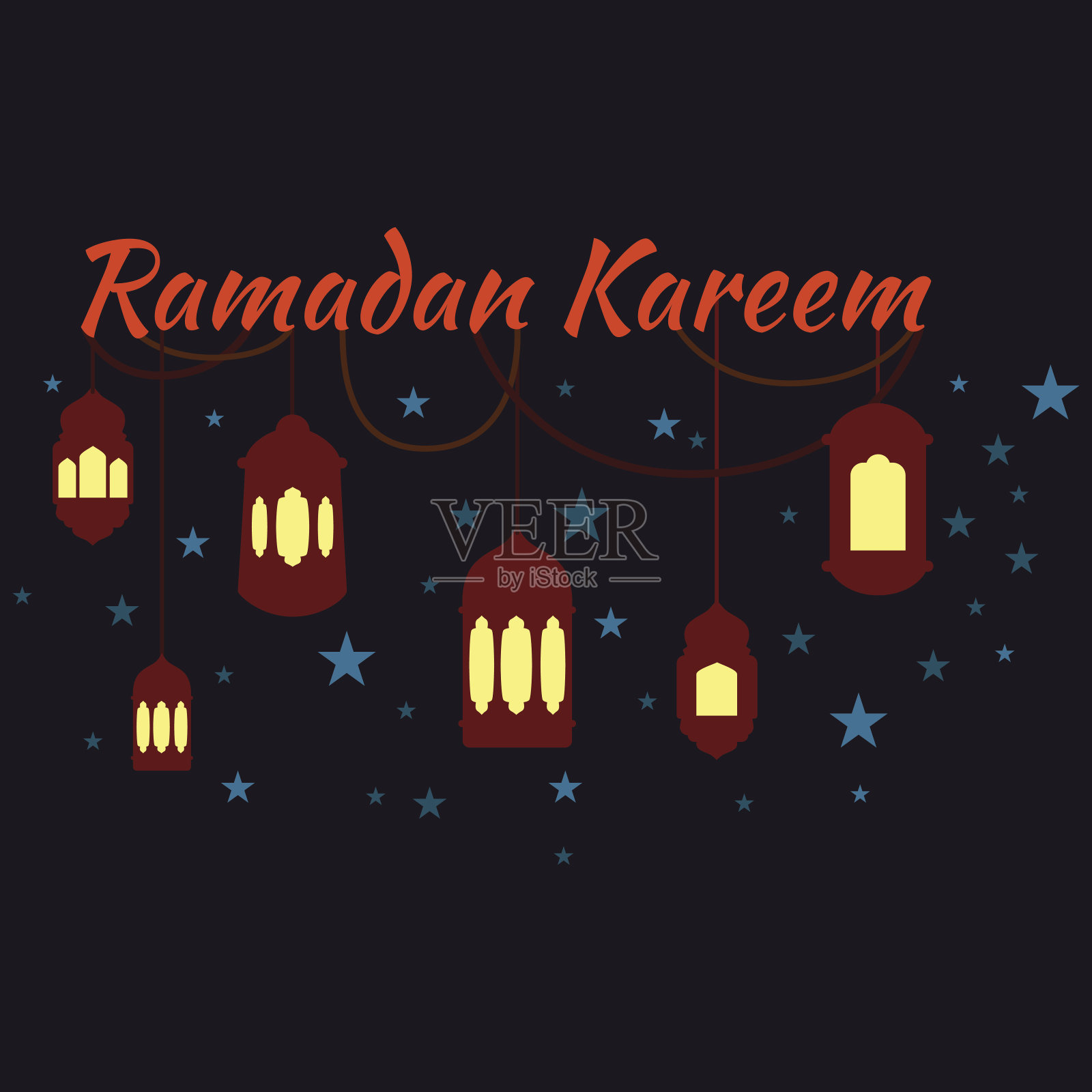 斋月卡里姆快乐，问候背景矢量插图插画图片素材