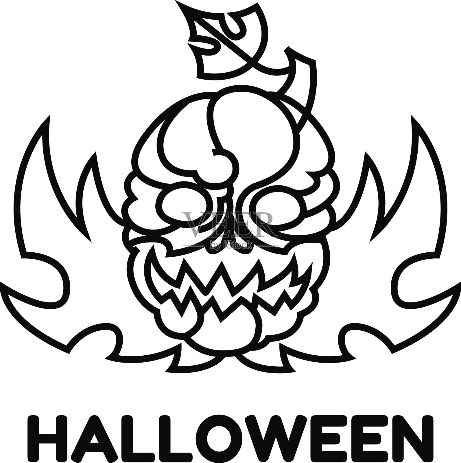 详细有趣的万圣节南瓜脸庆祝万圣节设计元素图片