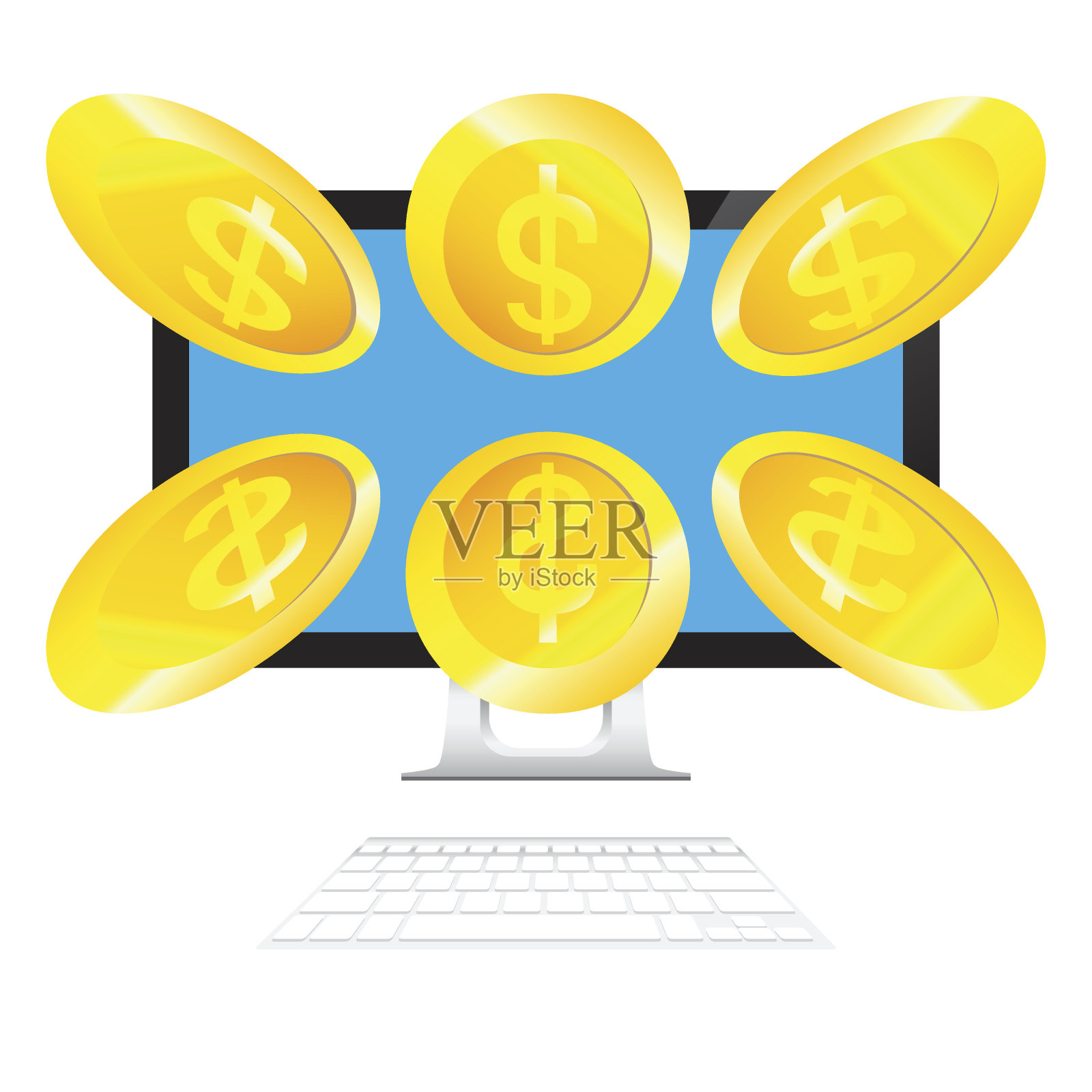 美元在台式机插画图片素材