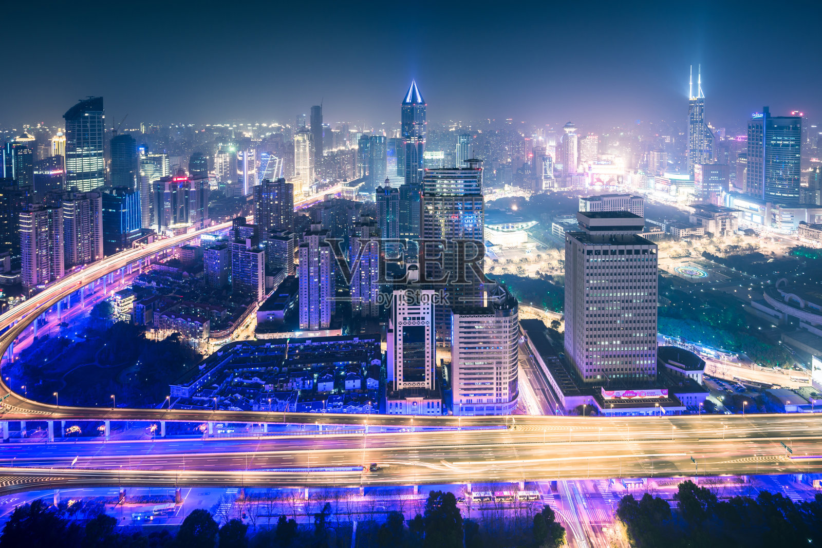 上海延安高架路夜间照片摄影图片