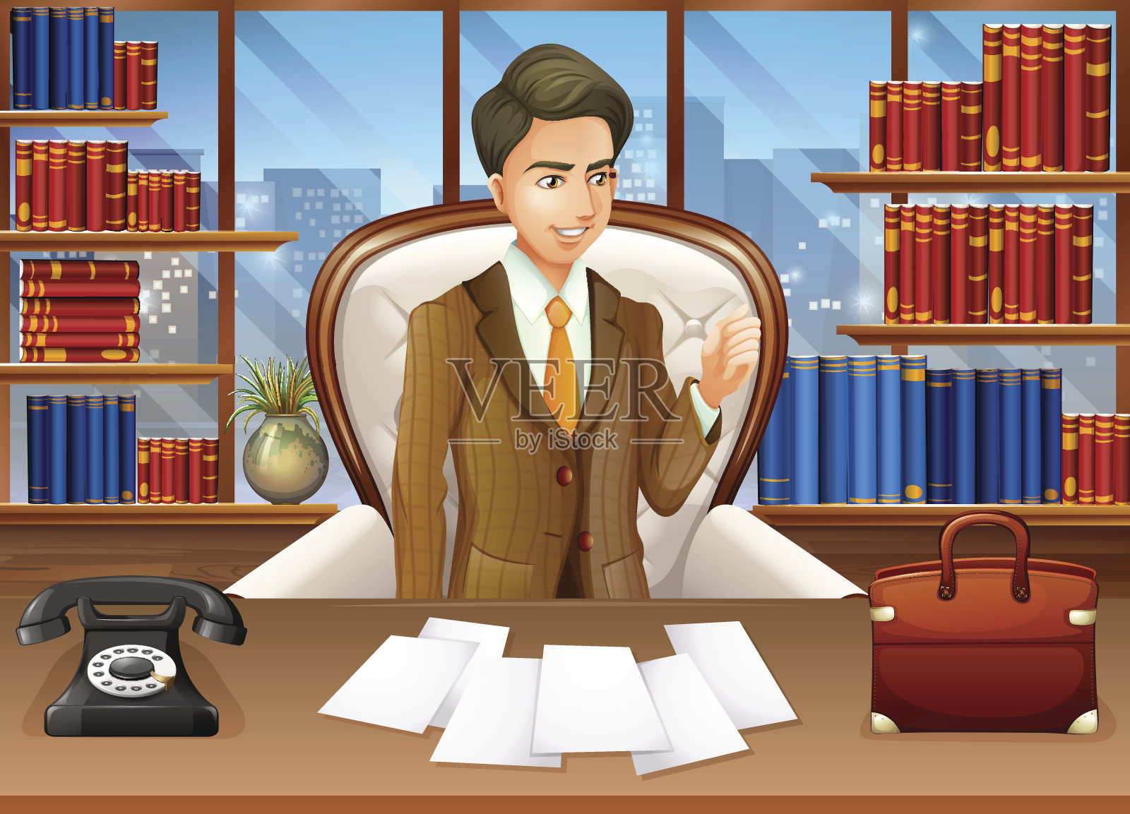 商人工作办公室插画图片素材