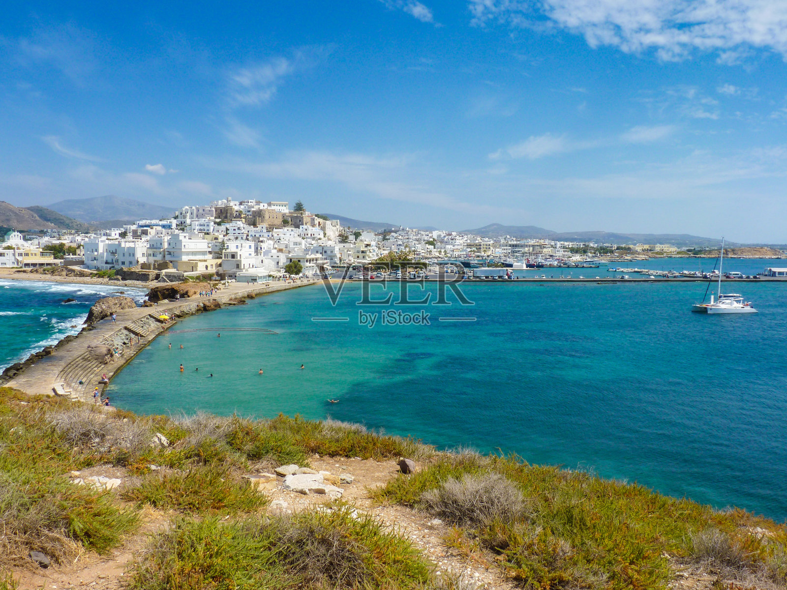 霍拉维尤，纳克索斯岛的首府照片摄影图片