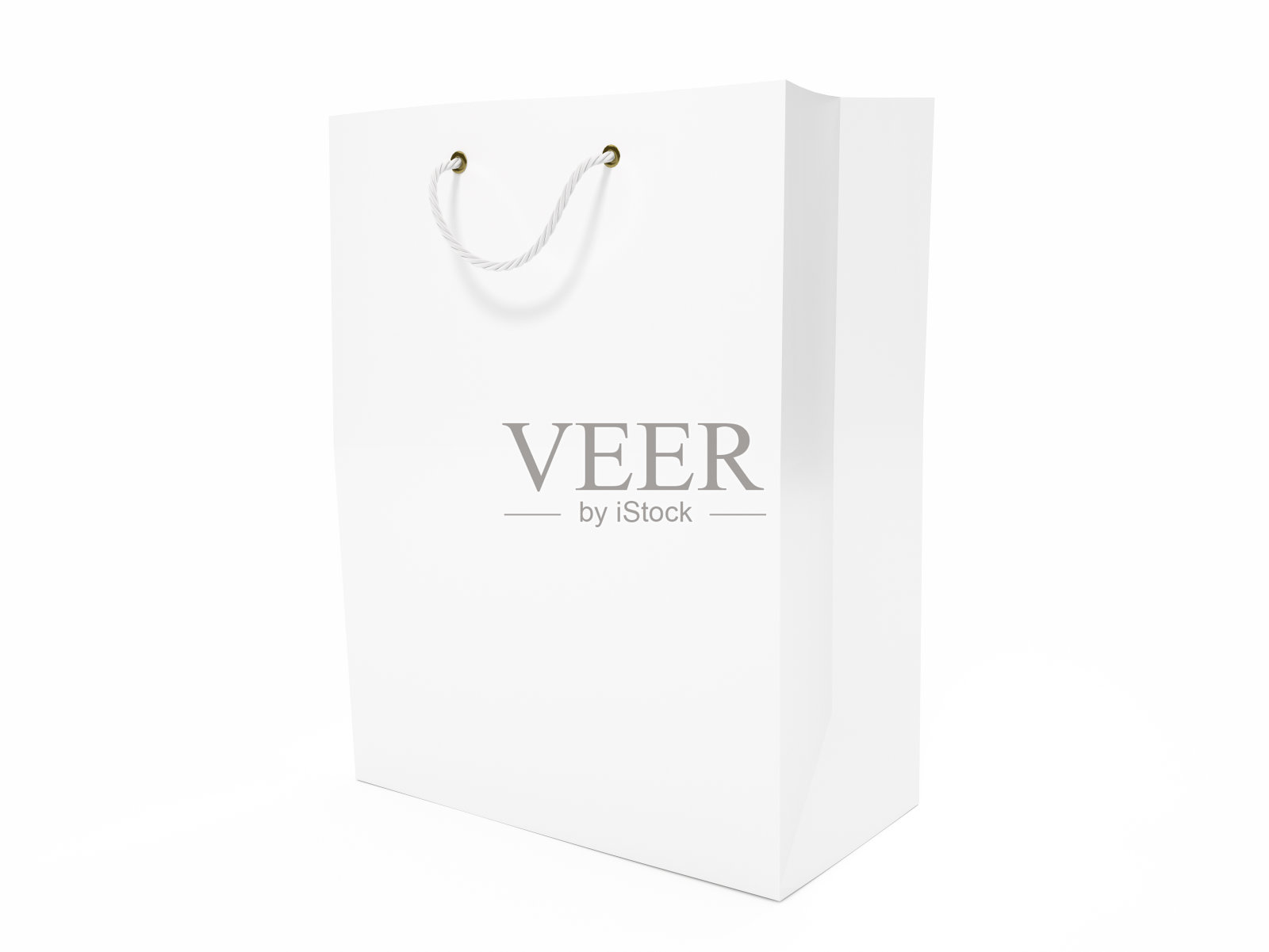 空白白色购物袋孤立在白色背景。照片摄影图片