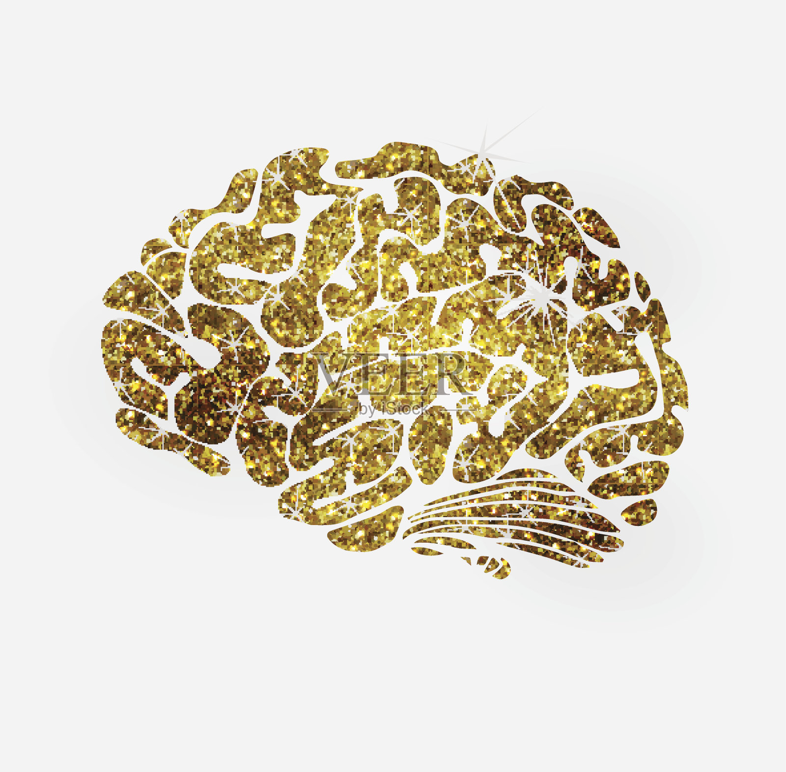 金色大脑图标的插图设计元素图片