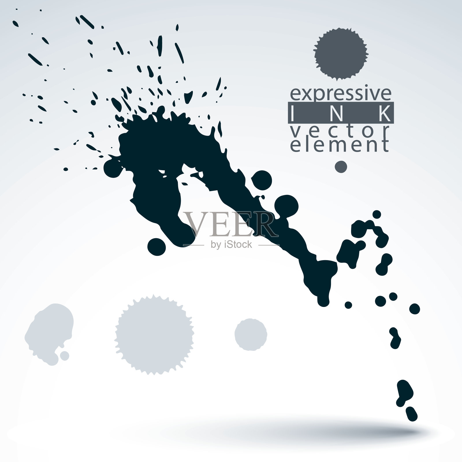 艺术单色抽象脏墨模板，扫描插画图片素材