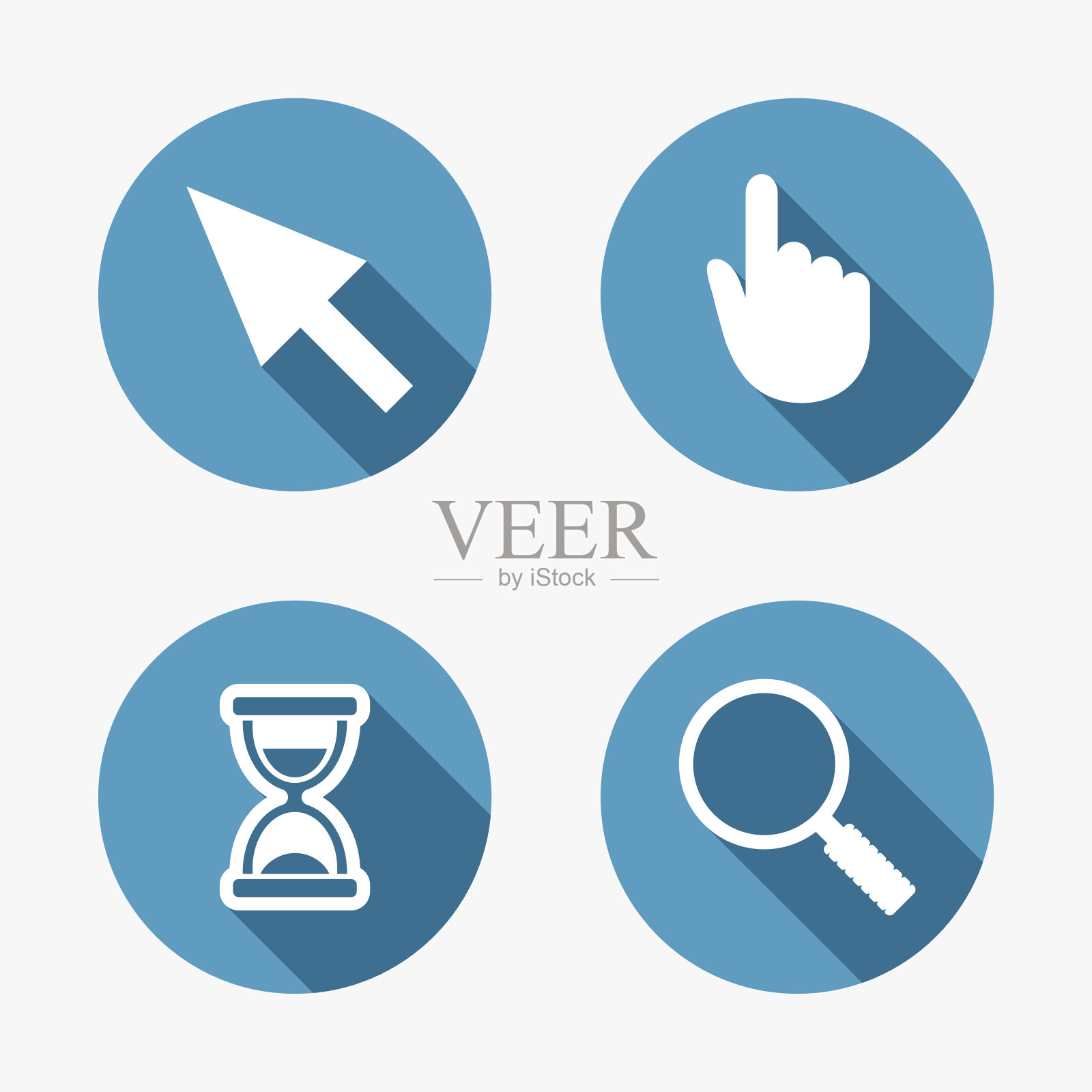 鼠标光标图标。沙漏,放大镜玻璃图标素材