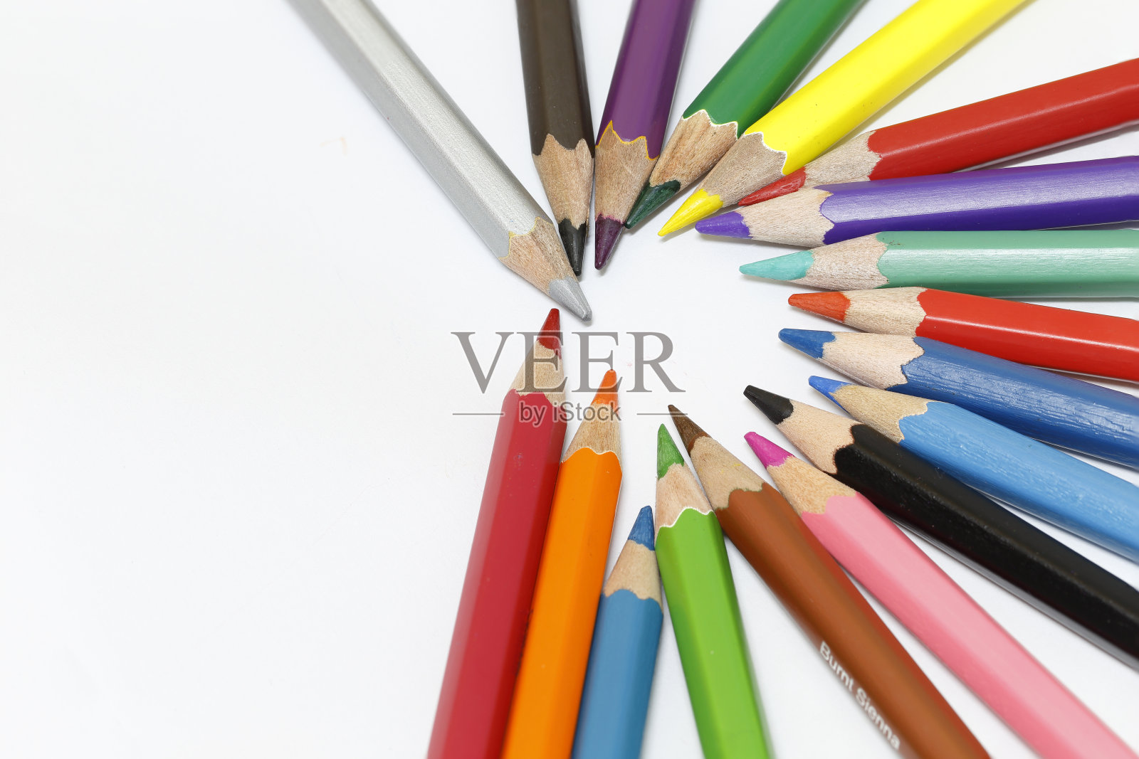 彩色铅笔与白色背景照片摄影图片