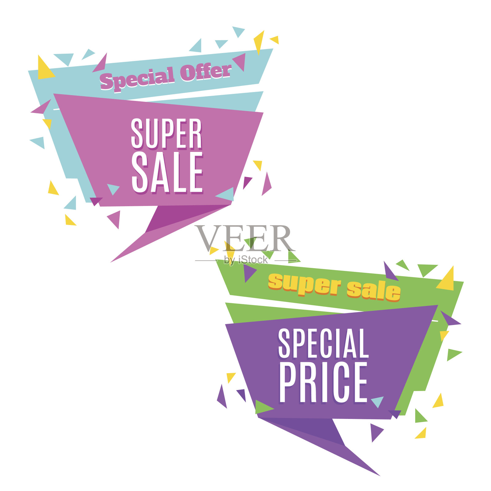 超级销售和特别价格纸横幅。销售背景。设计元素图片