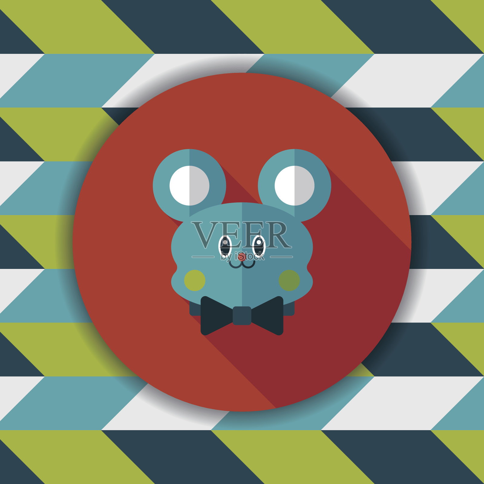 泰迪熊平面图标与长影子插画图片素材