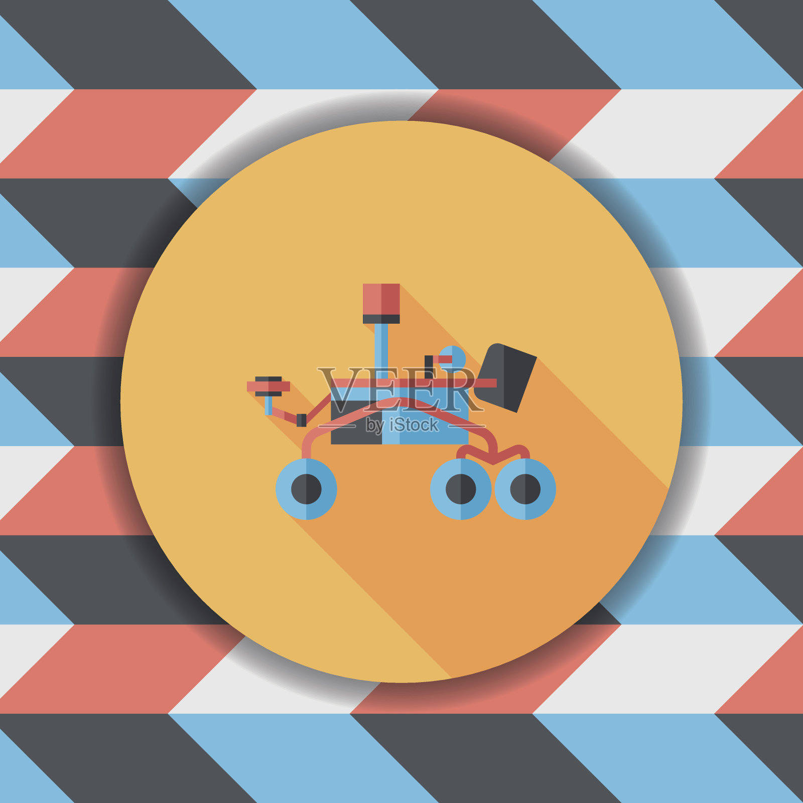 太空漫游者扁平图标与长影子，eps10插画图片素材