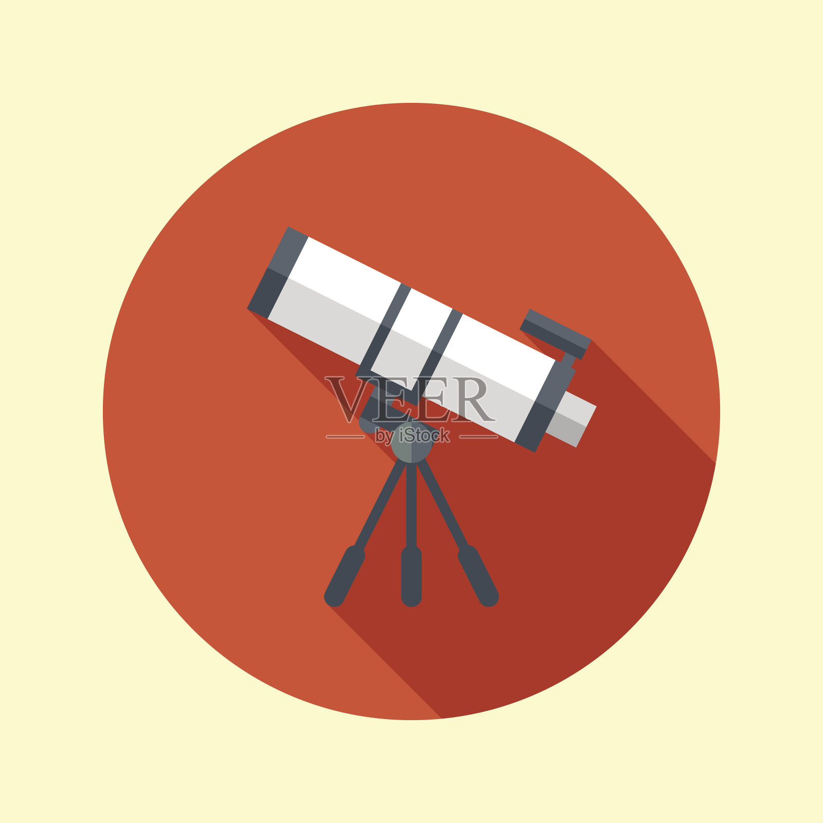 望远镜图标。长影平面设计。矢量插图。设计元素图片