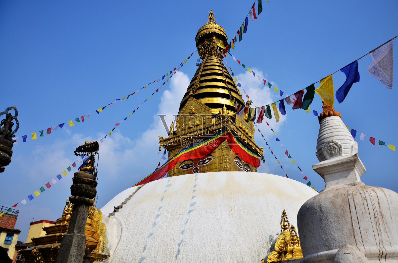 尼泊尔加德满都的佛眼猴庙照片摄影图片