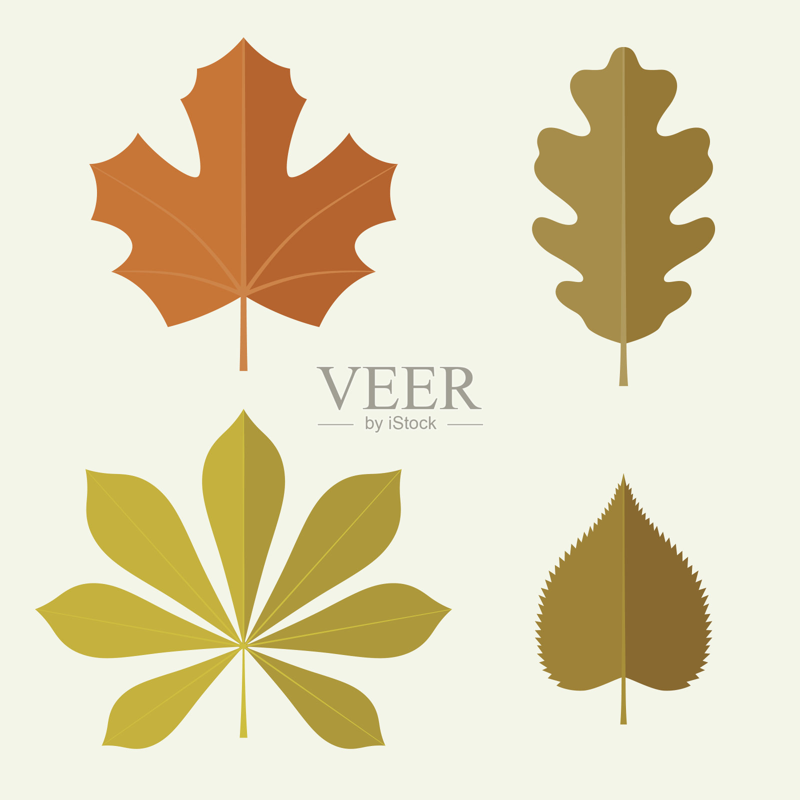 秋天的叶子是扁平的插画图片素材