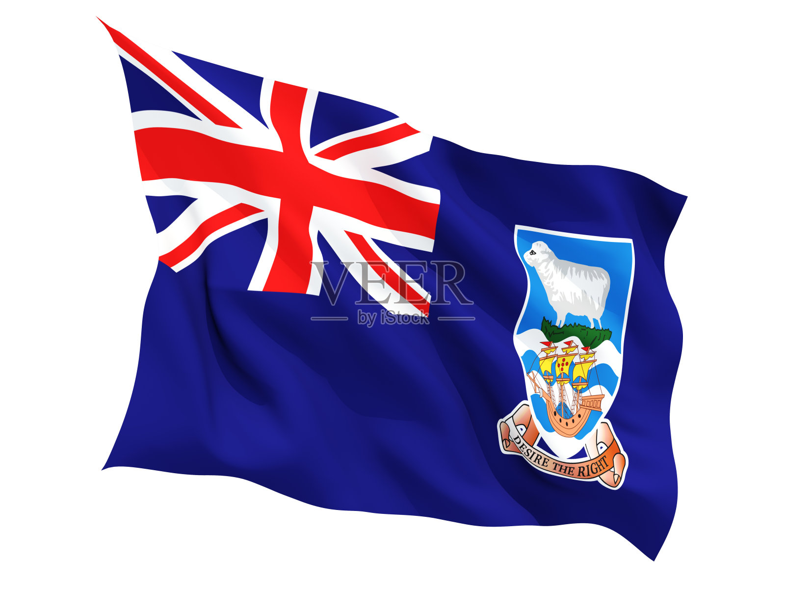 飘扬着福克兰群岛的旗帜照片摄影图片