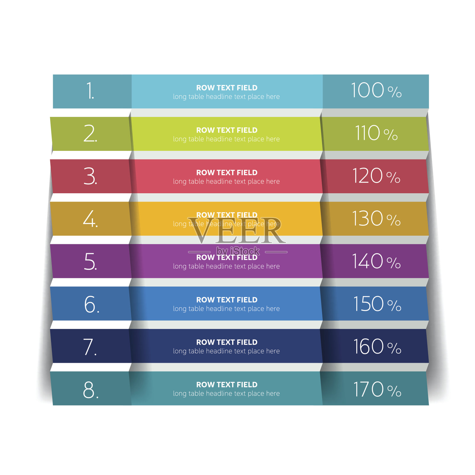 表中，日程设计模板有8行。向量旗帜。插画图片素材